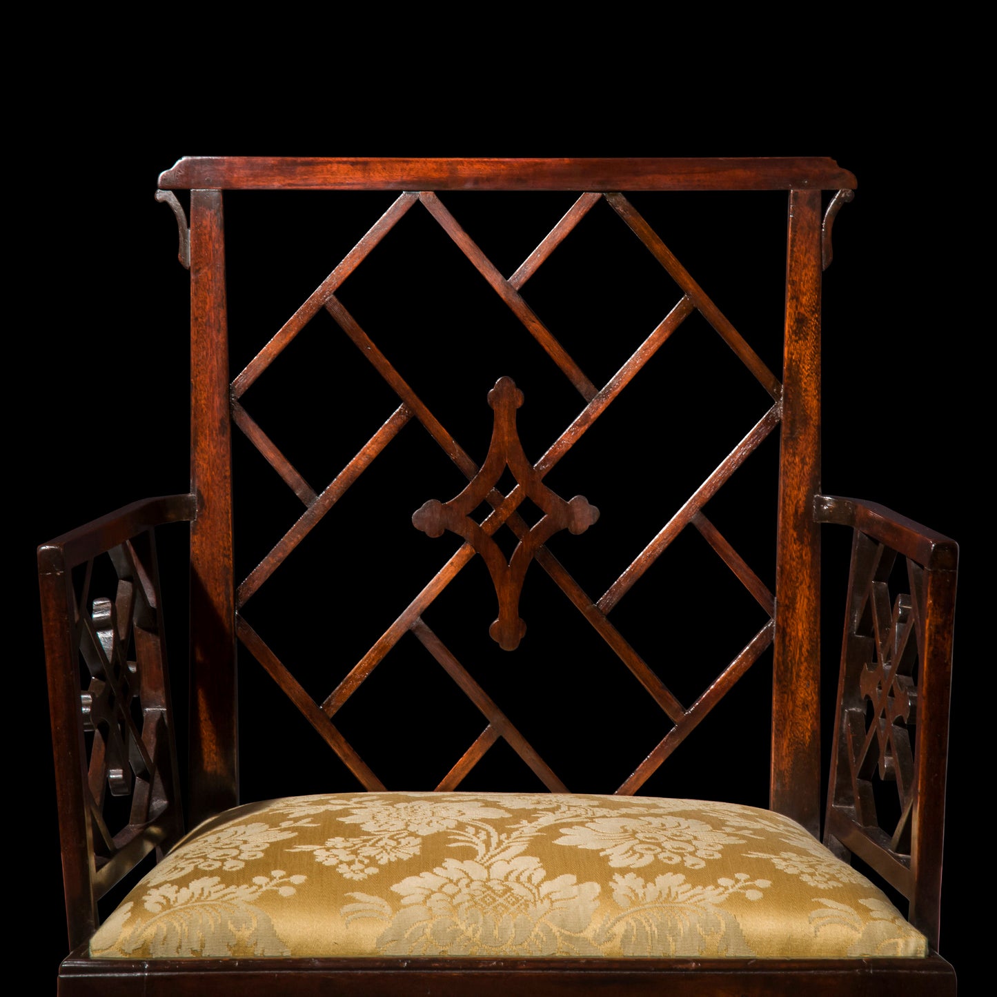 Pair of George III Chinoiserie Armchairs, to a design by Mayhew & Ince