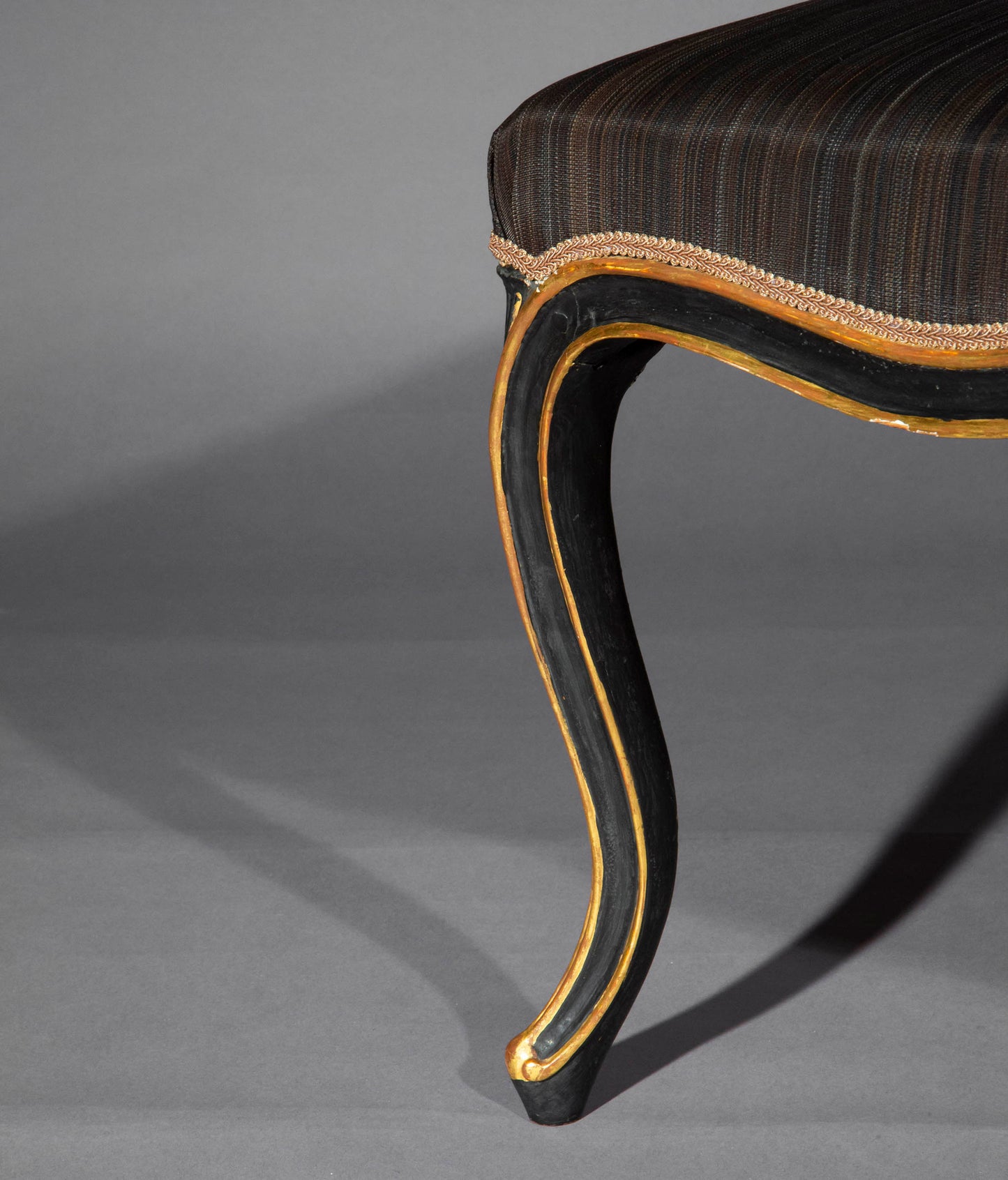 Large 18th Century Black Painted Stool