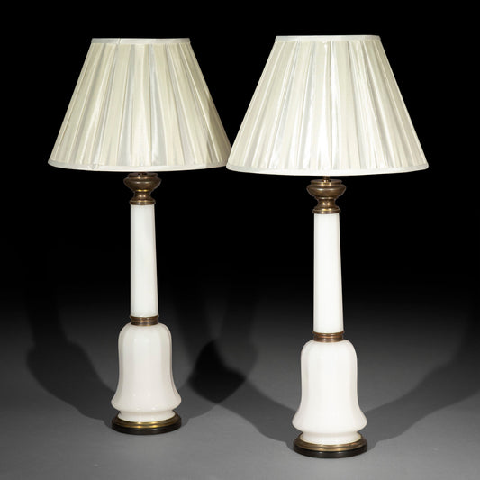 Pair of 19th Century Opaline Glass Lamps