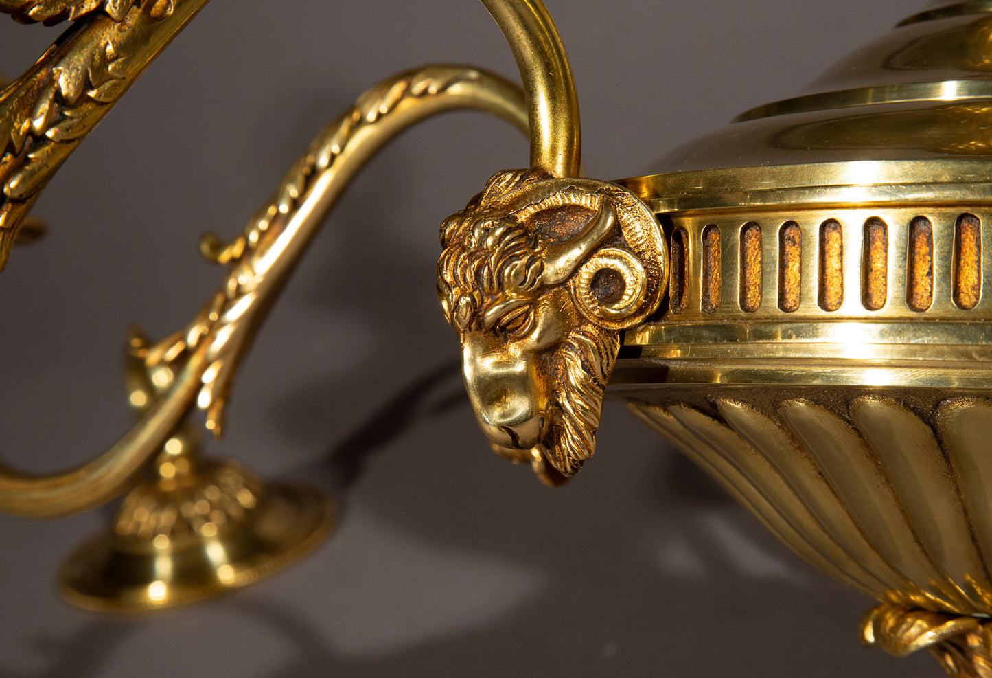Pair of Robert Adam Style Bronze Chandeliers
