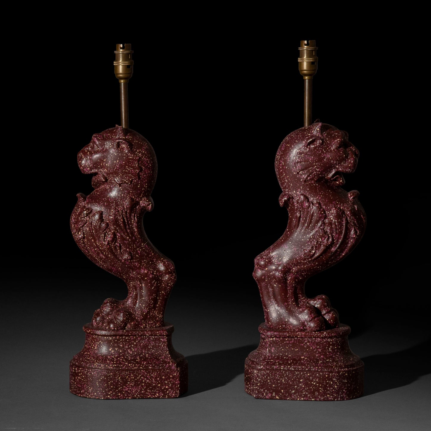 Pair of Grand Tour Faux Porphyry Table Lamps