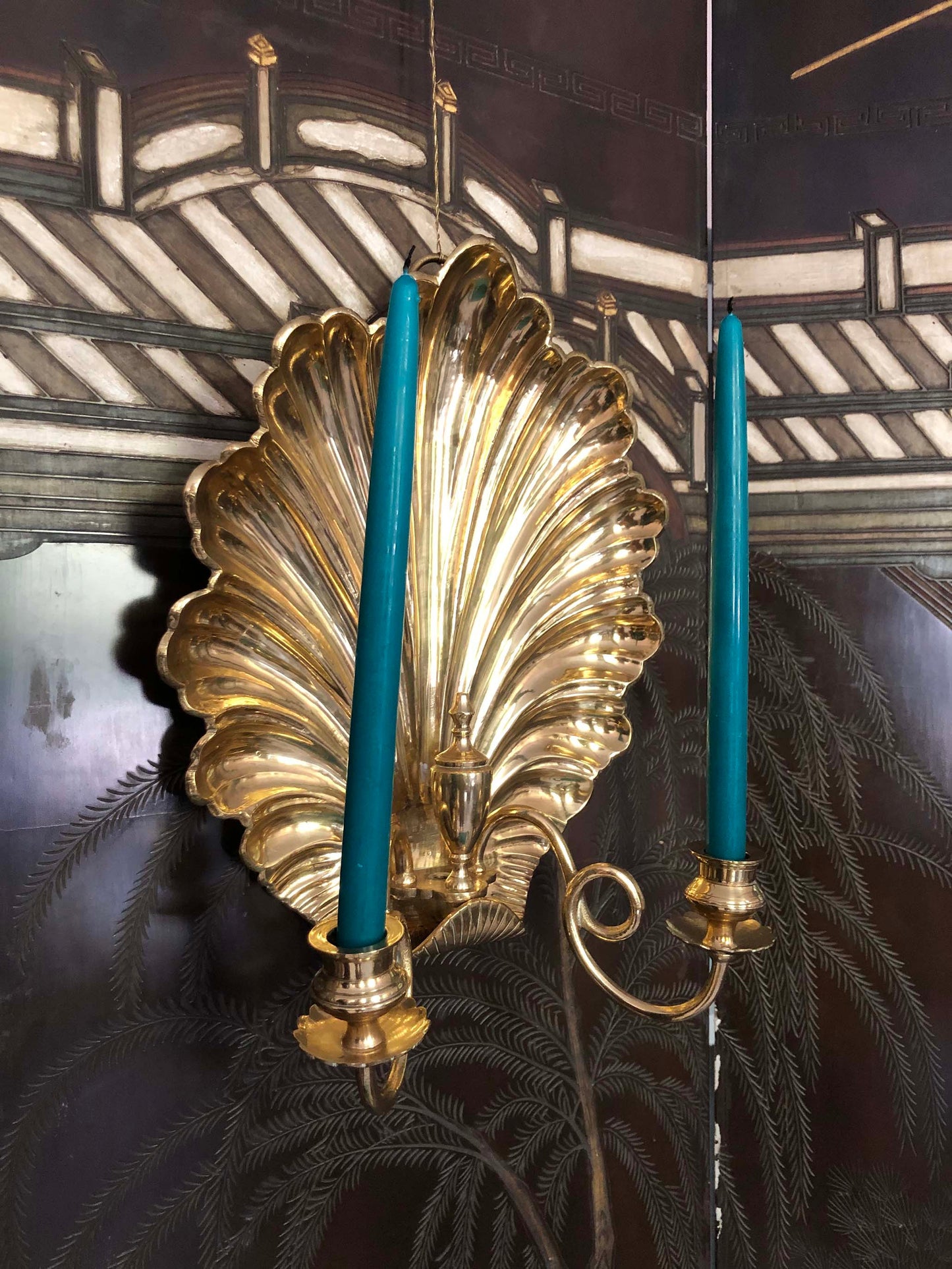 Pair of Scallop Shell Gilt Brass Wall Lights