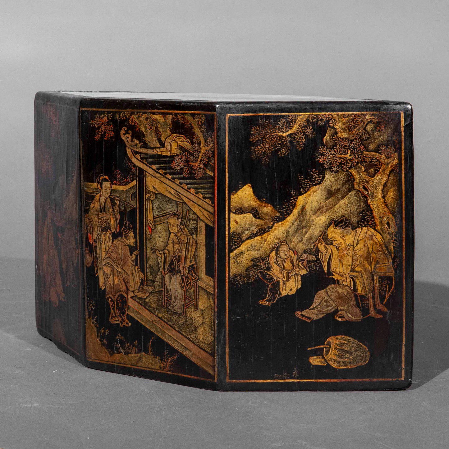 19th Century Hexagonal Chinoiserie Lacquer Stand