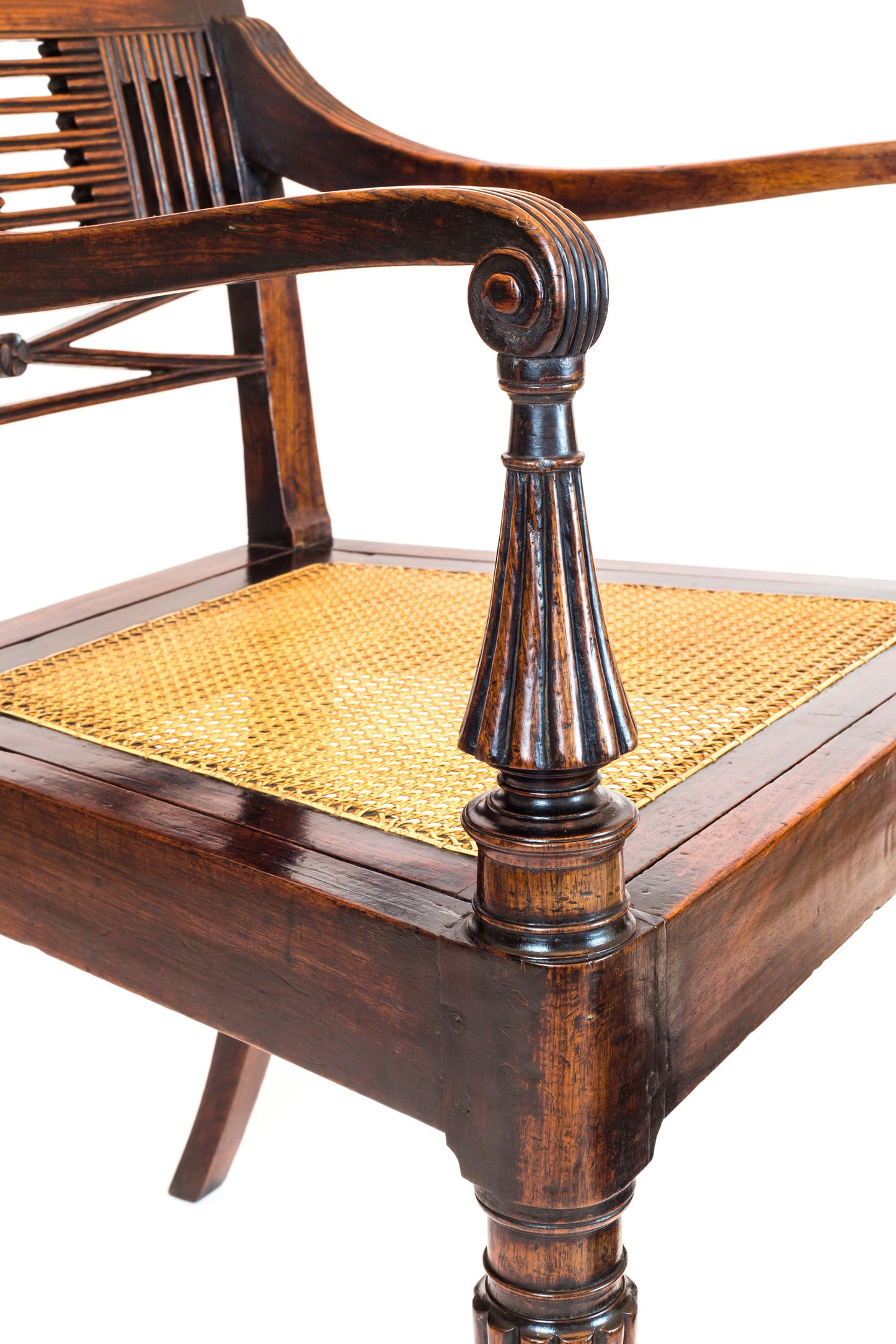 Regency Colonial Padouk Open Armchair, possibly Anglo-Chinese