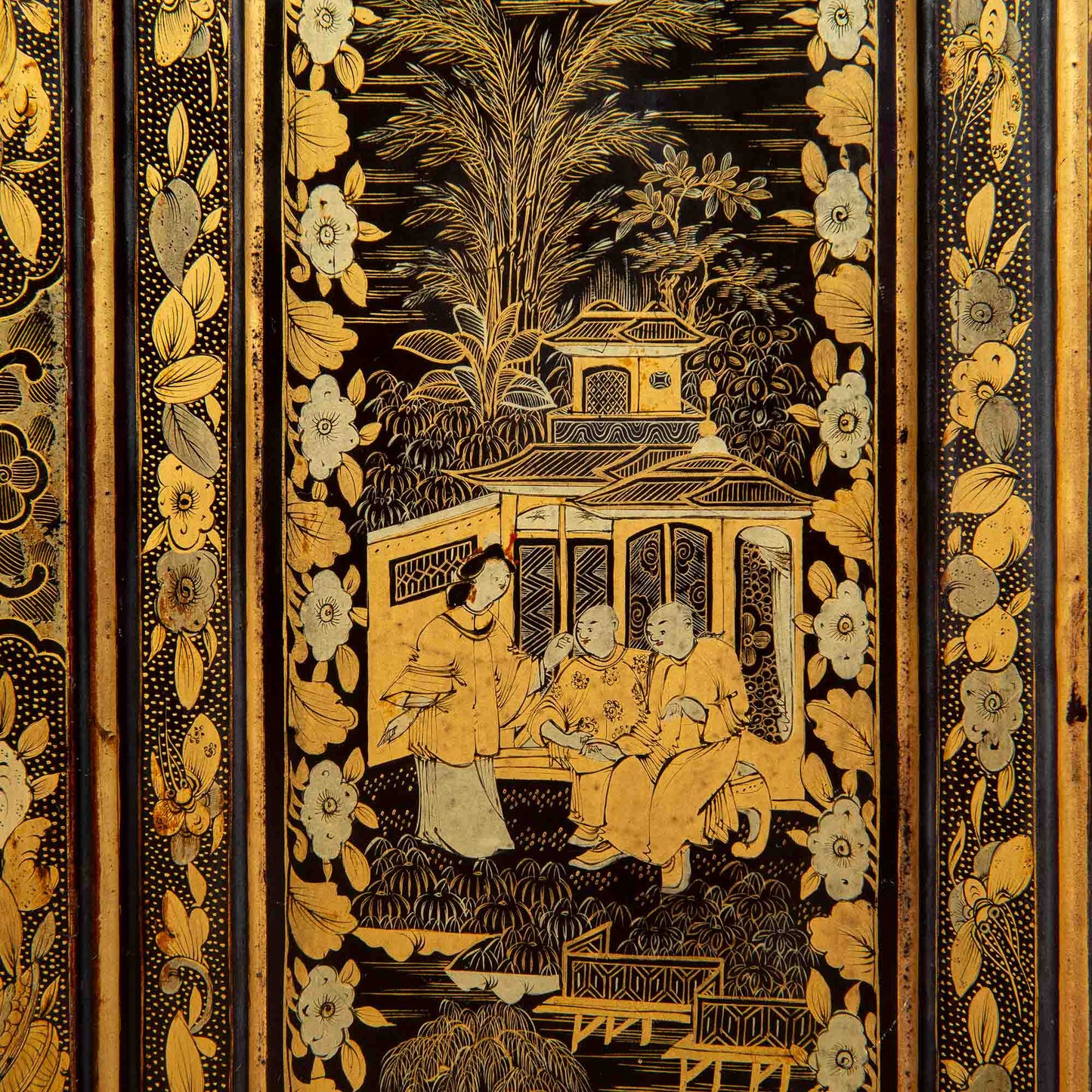 Early 19th Century Chinoiserie Black Lacquer Miniature Cabinet
