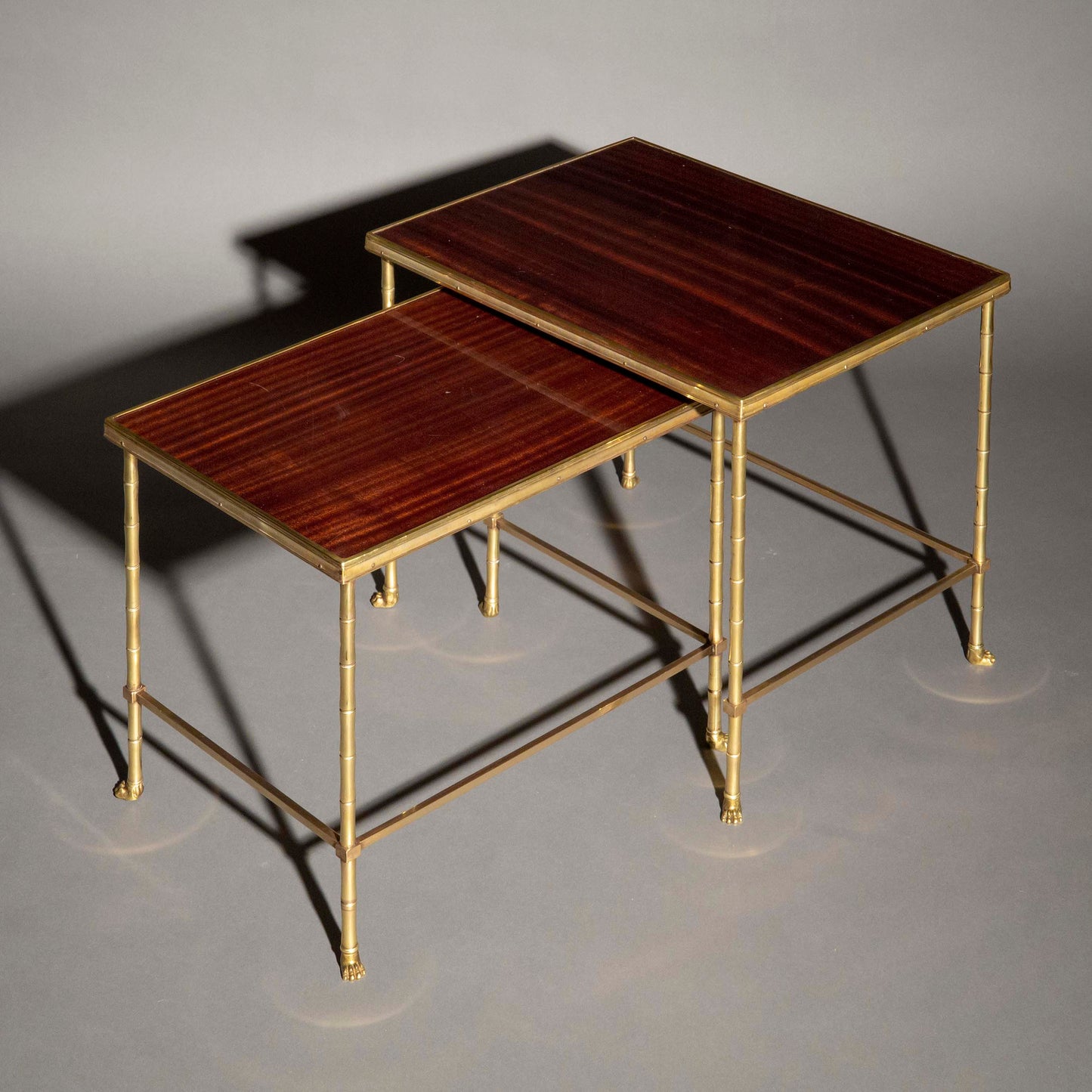 Pair of Midcentury Brass Low Tables in the style of Maison Baguès