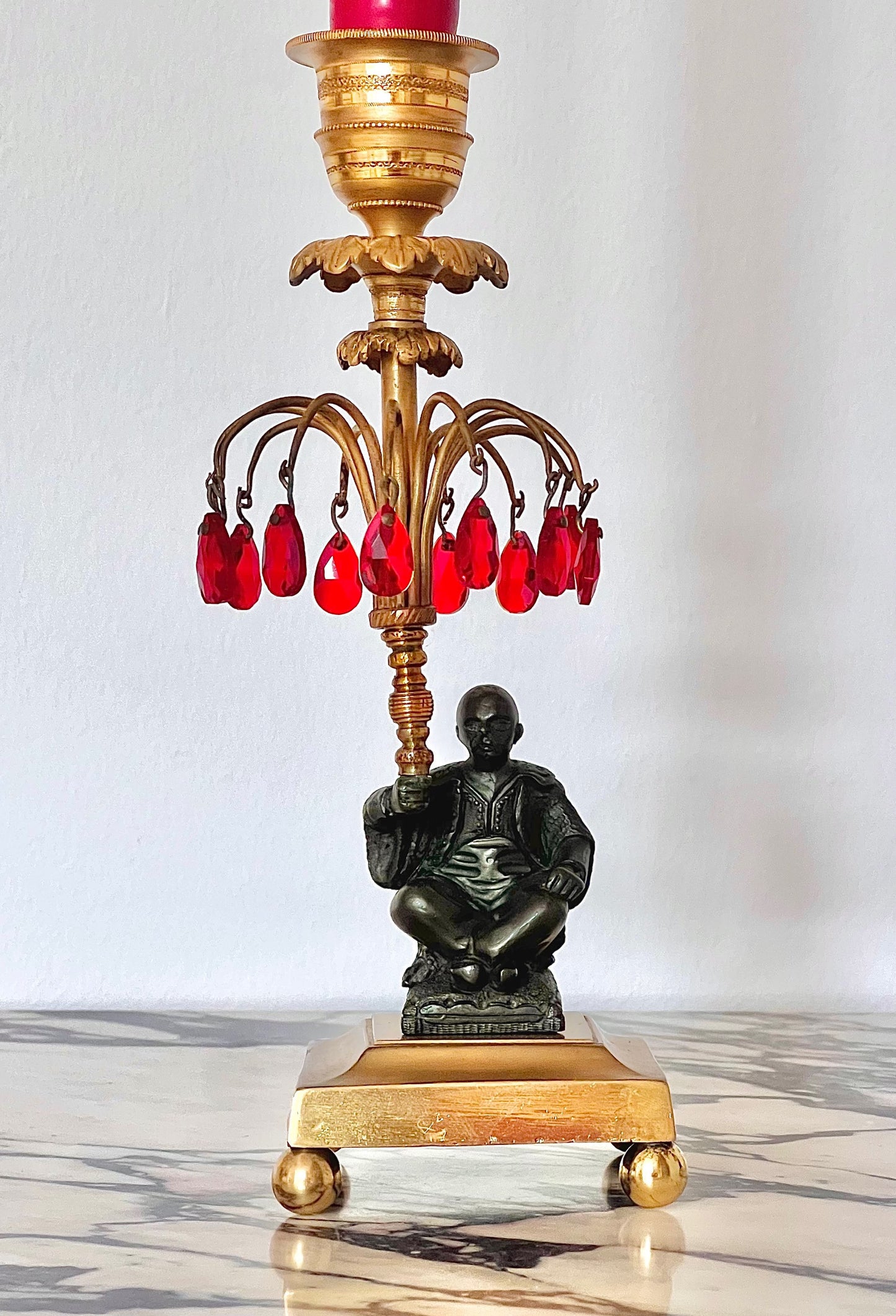 Pair of Early 19th Century Chinoiserie Candlesticks