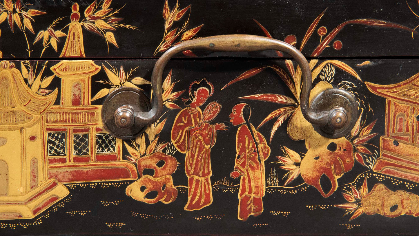 Large 19th Century Chinoiserie Lacquer Box