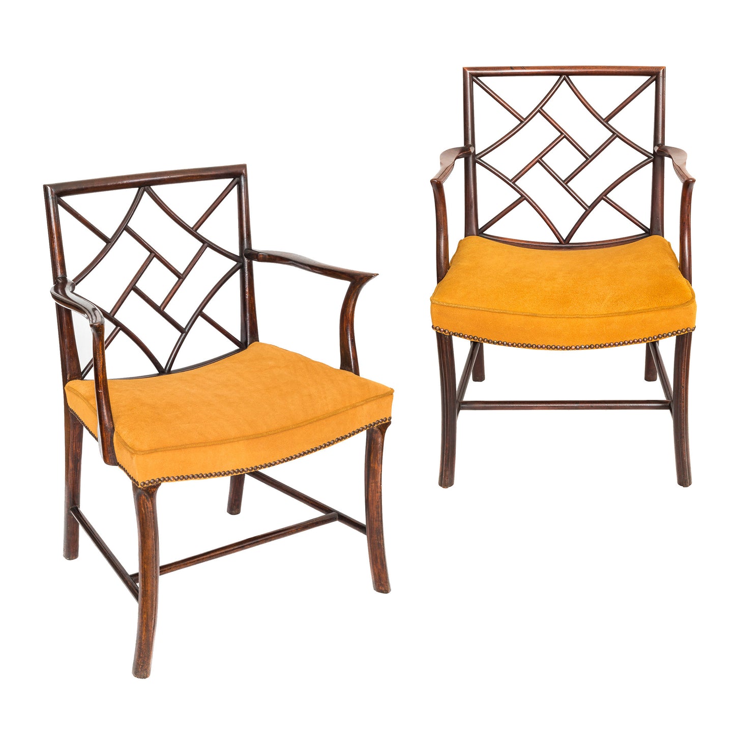 Close Pair Of George III Mahogany Cockpen Armchairs