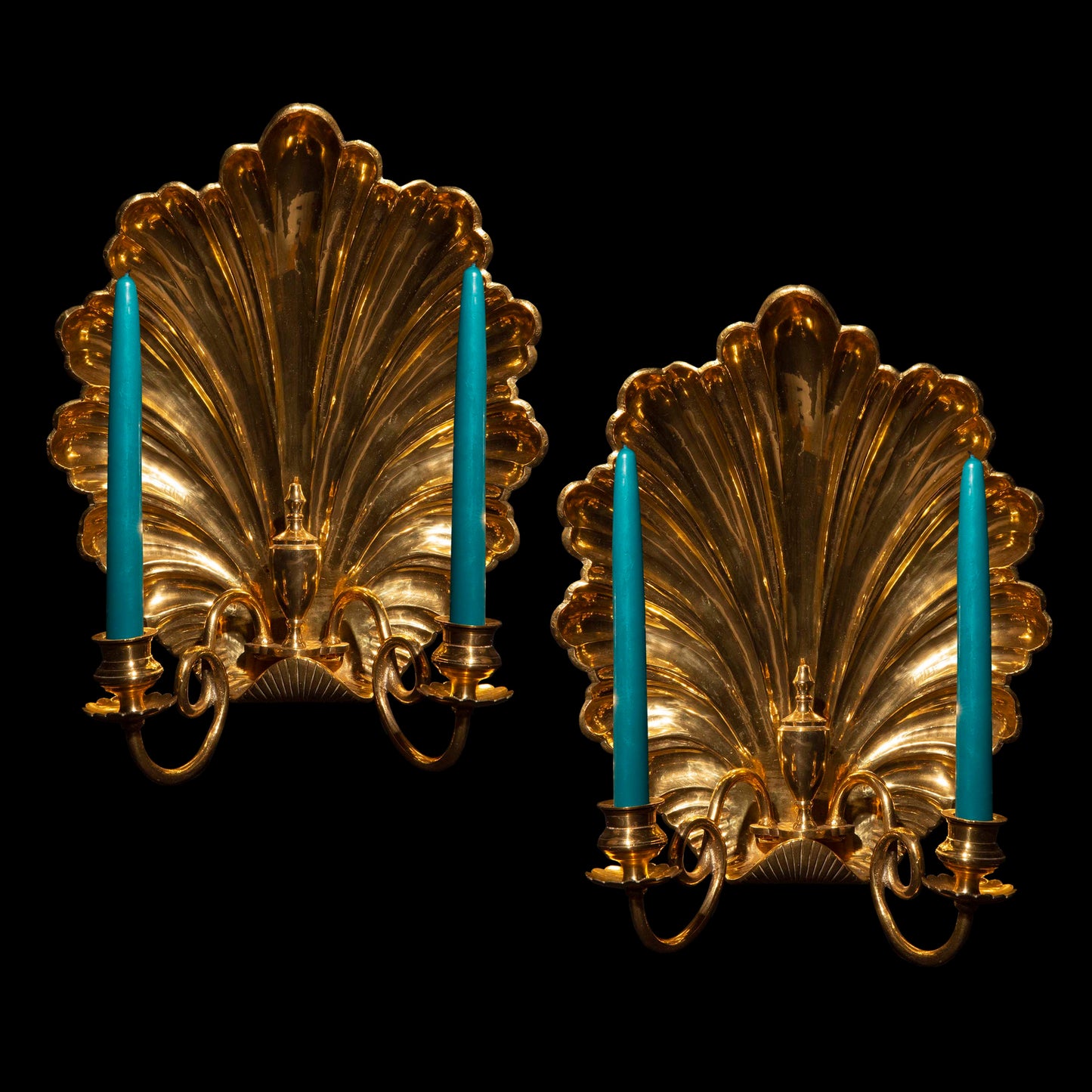 Pair of Scallop Shell Gilt Brass Wall Lights