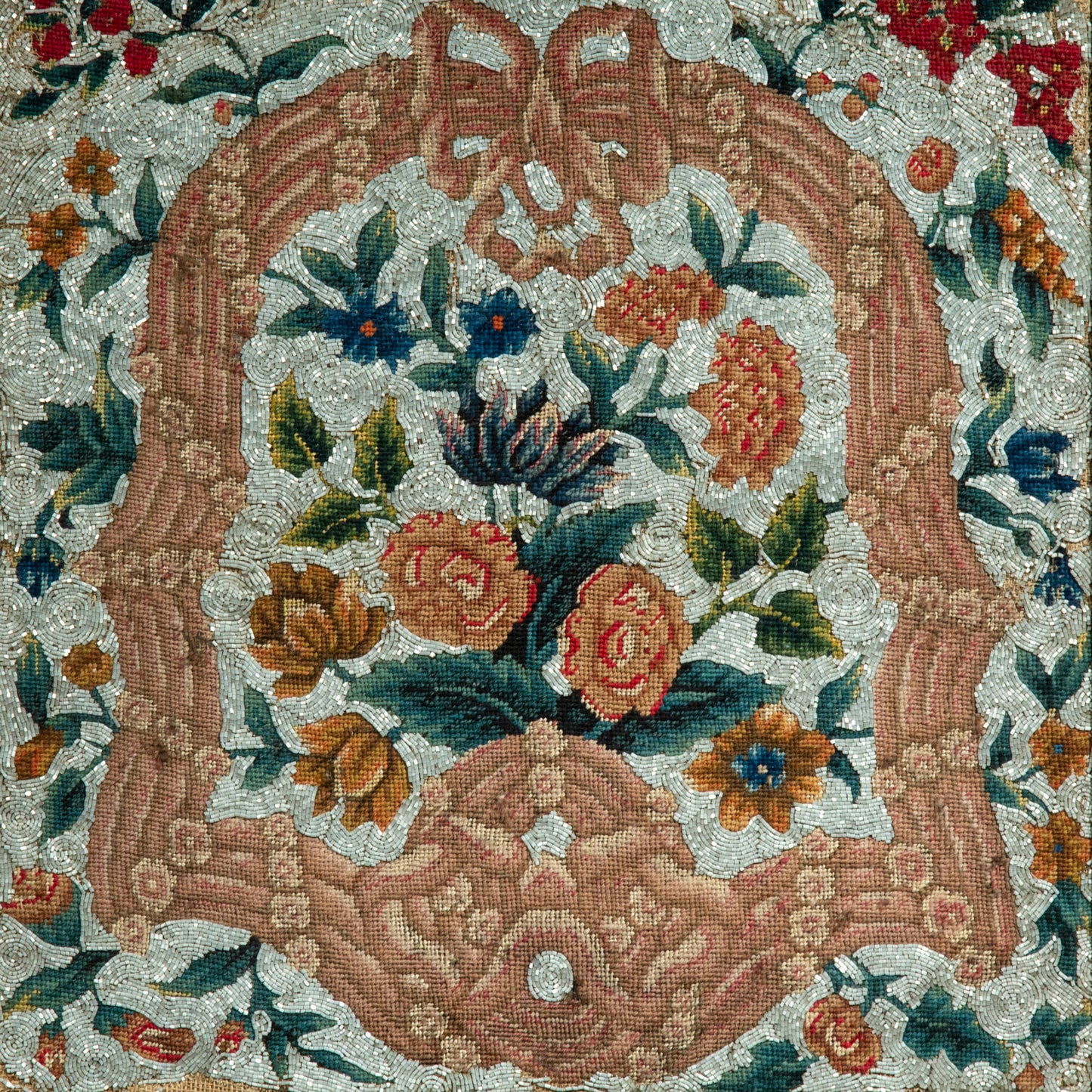Antique Beadwork Tapestry Picture