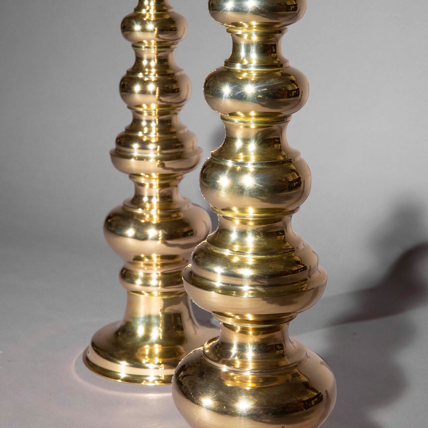 Pair of Large Midcentury Polished Bronze Lamps