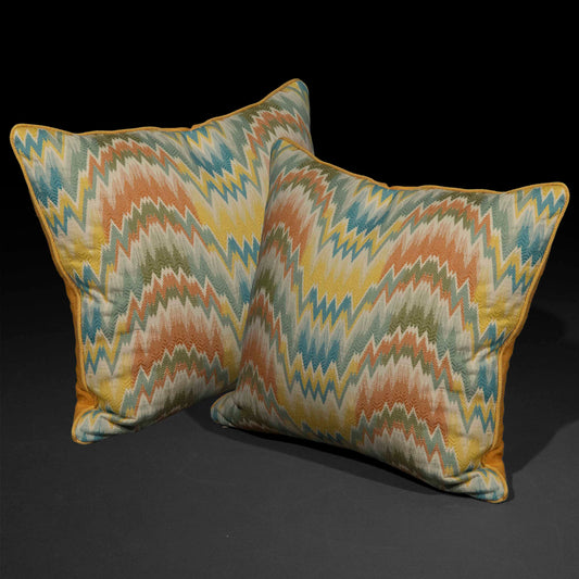 Pair of Decorative 'Flamestitch' Cushions