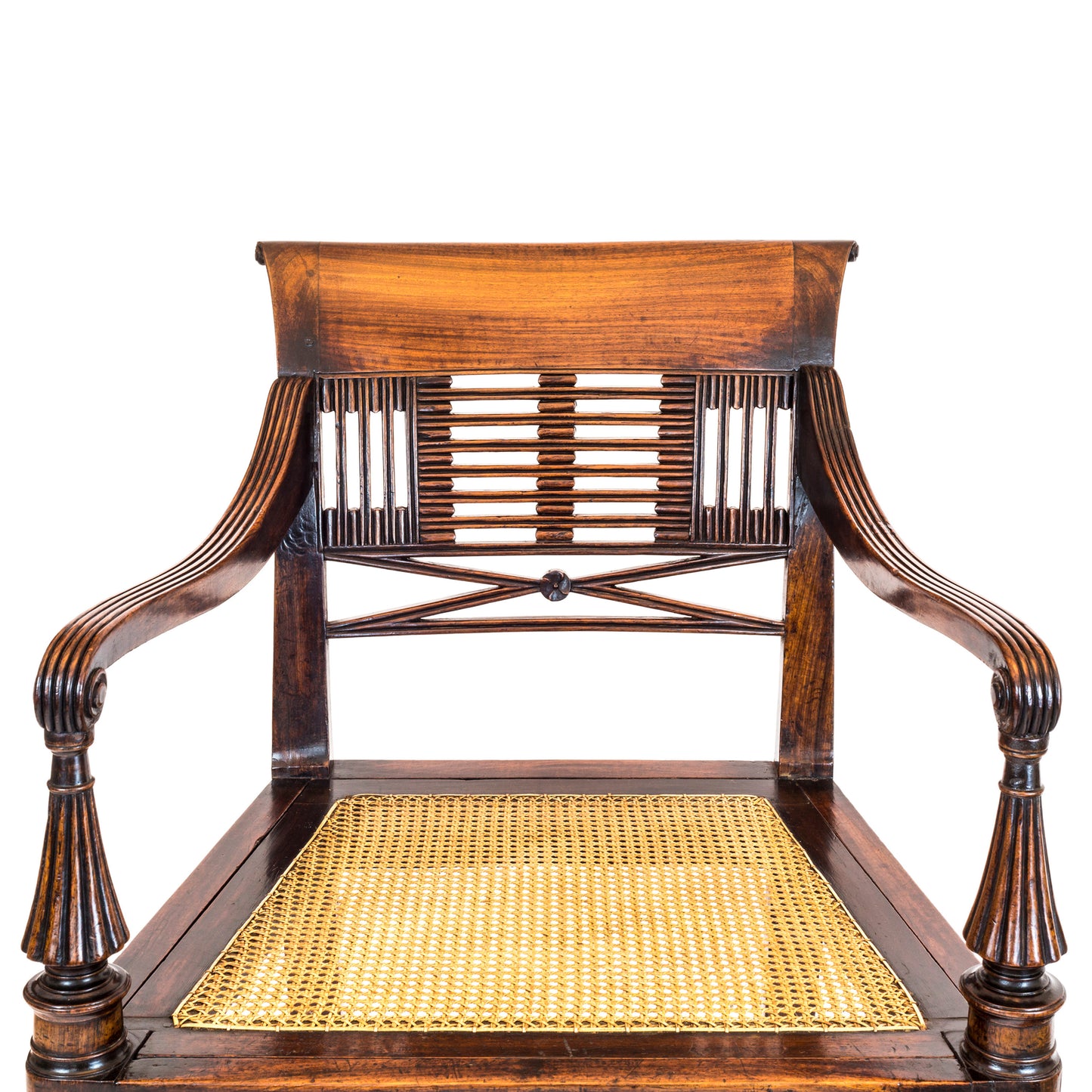 Regency Colonial Padouk Open Armchair, possibly Anglo-Chinese