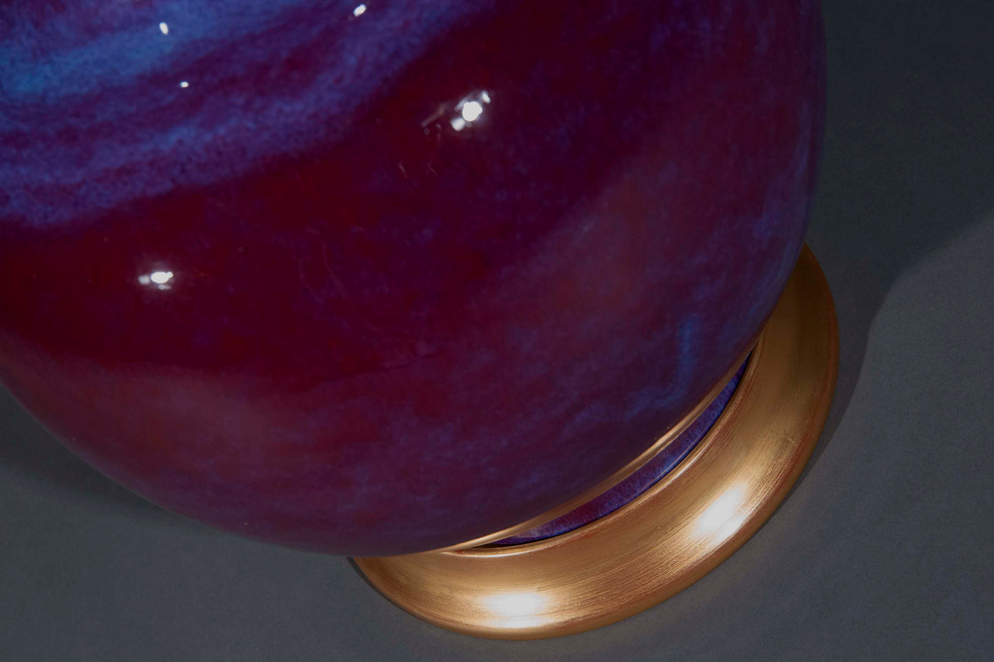 Massive Chinese Flambe Glazed Double Gourd Vase Lamp