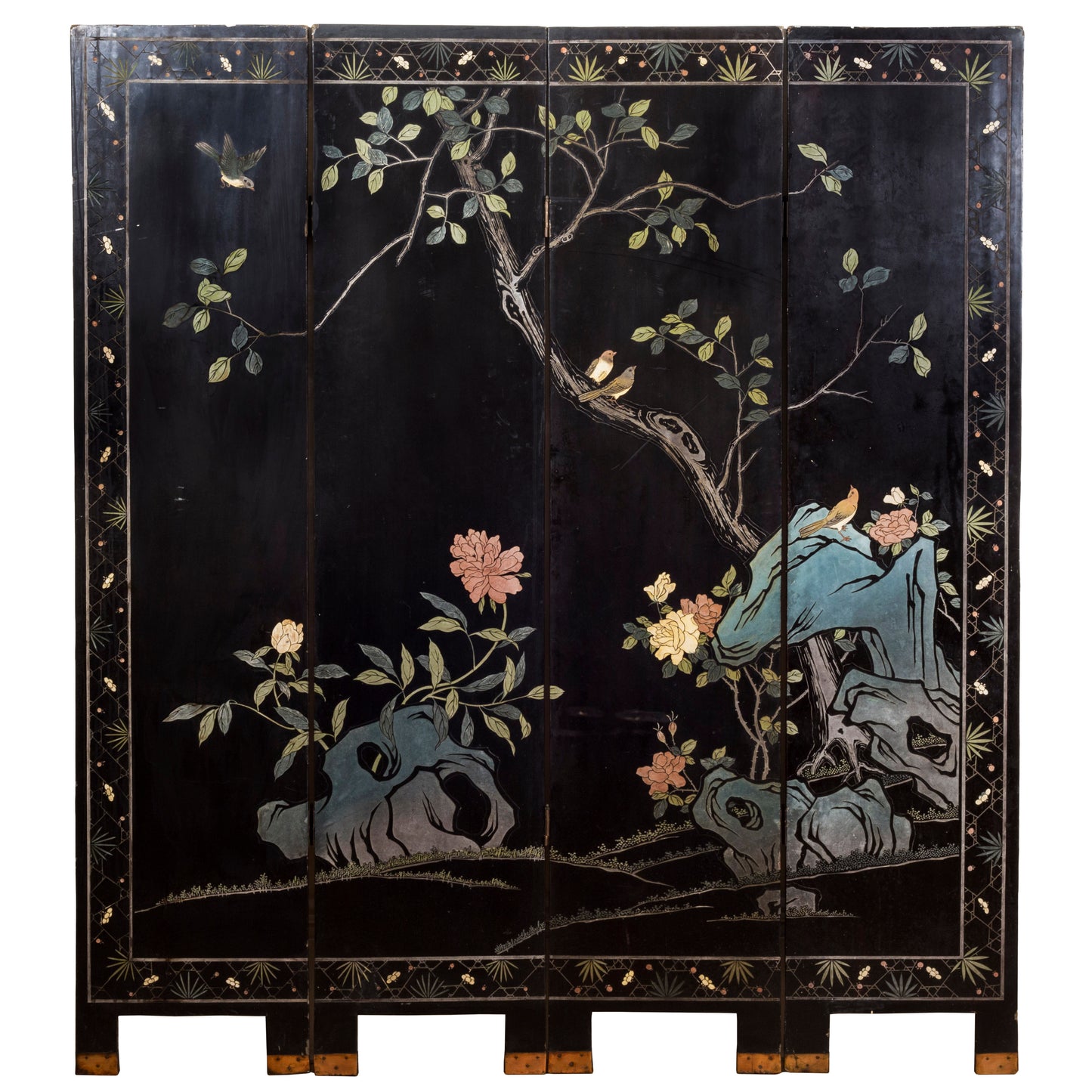 Antique Chinese Export Coromandel Lacquer and Gilt Screen