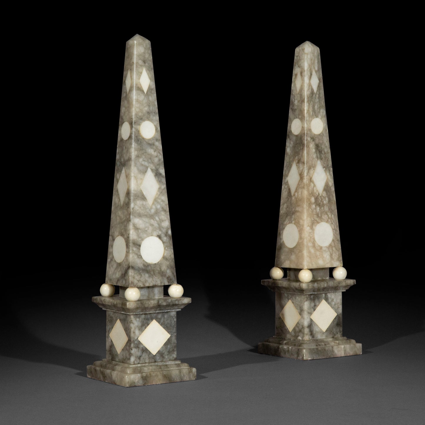 Pair of Grand Tour Marble Obelisks