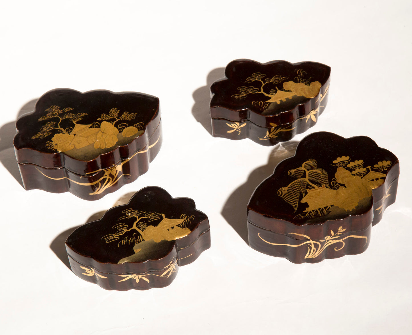 Set of Four Antique Japanese Lacquer Jewellery Boxes