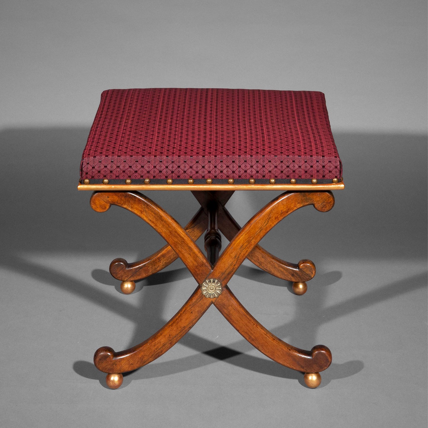 Regency Parcel-Gilt X-Frame Stool with Brass Mounts