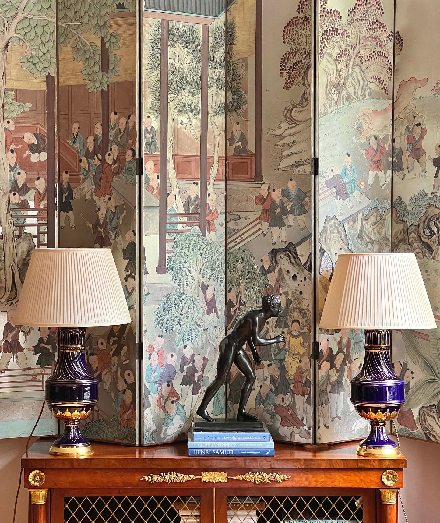 Pair of Antique French Blue Vase Lamps