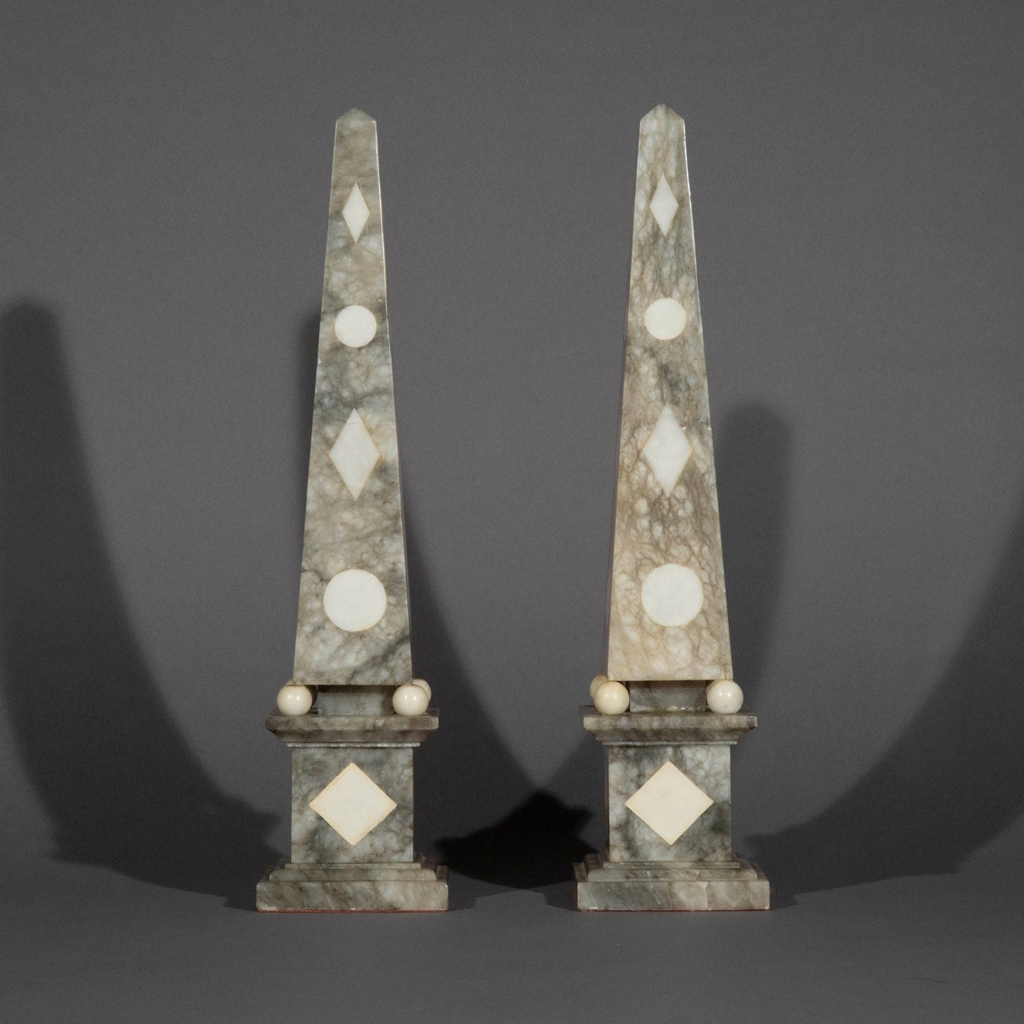 Pair of Grand Tour Marble Obelisks
