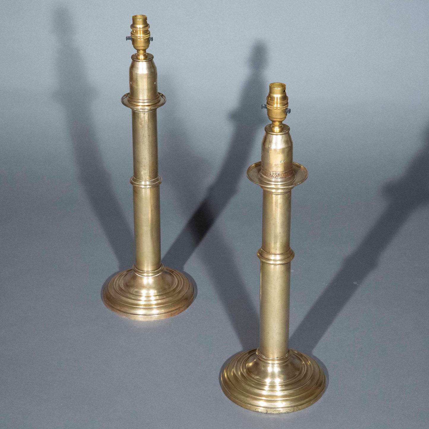 Pair of 19th Century Brass Candlestick Lamps