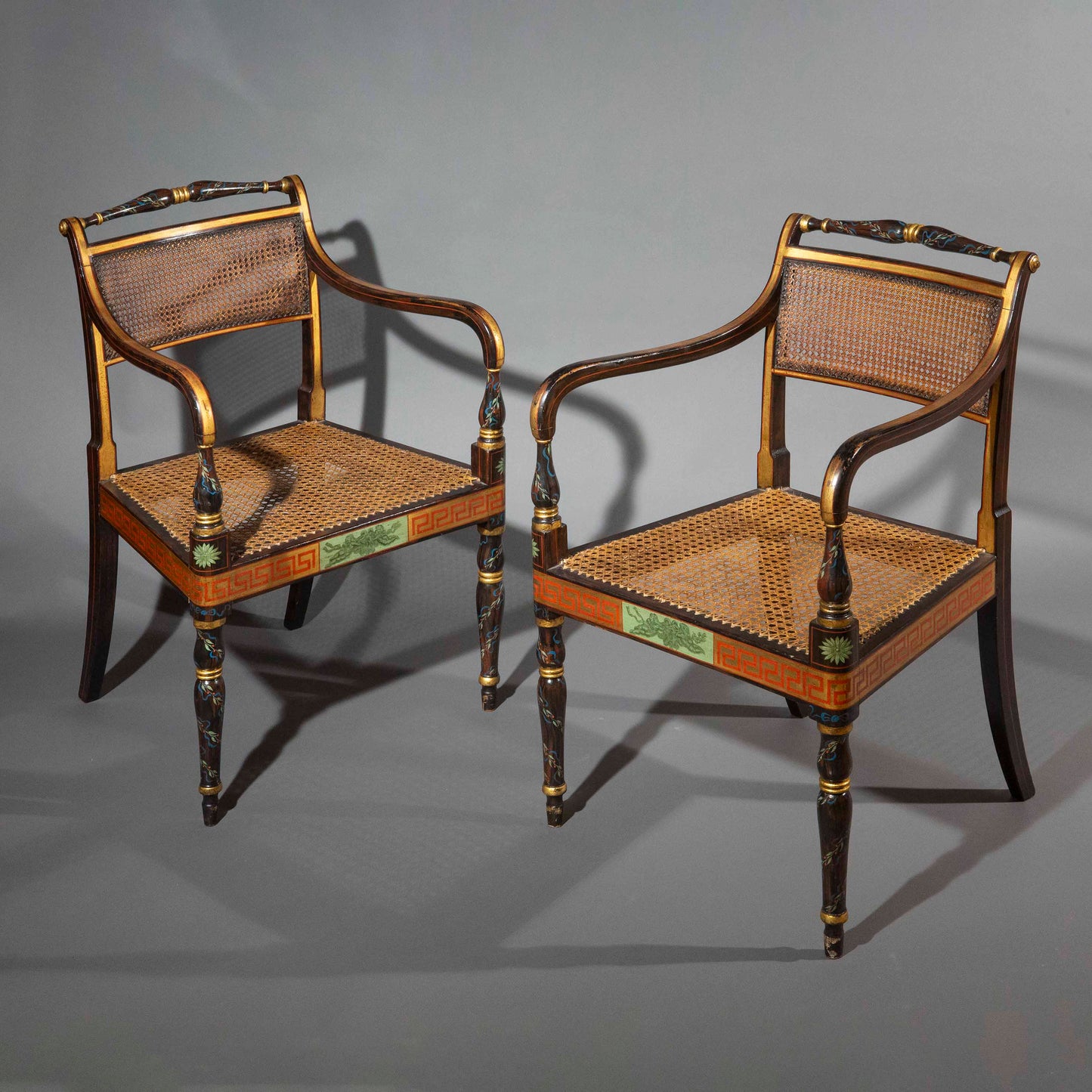 A Pair of Regency Painted Armchairs