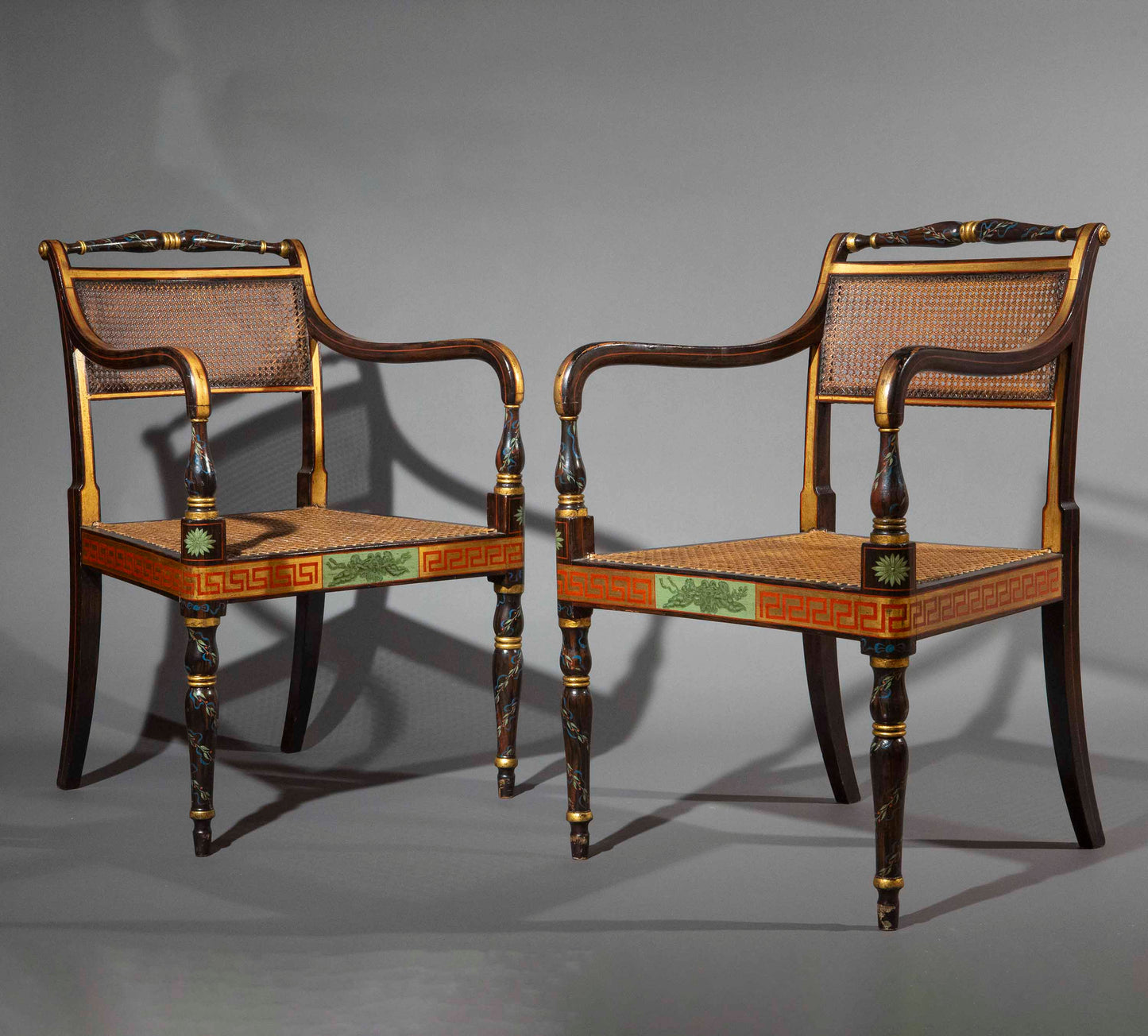 A Pair of Regency Painted Armchairs