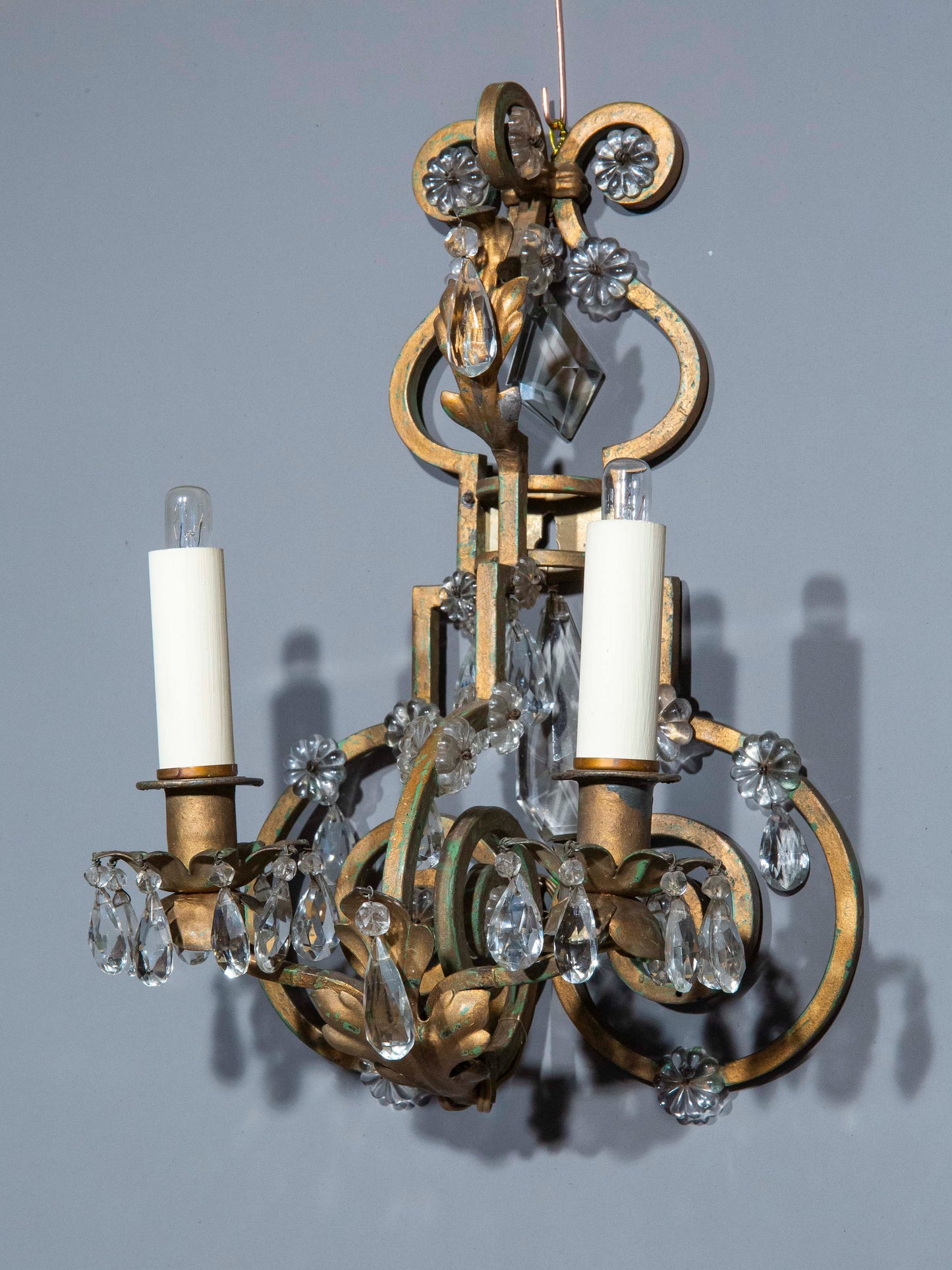 Pair of Painted Iron Wall Lights, in the manner of Maison Bagues