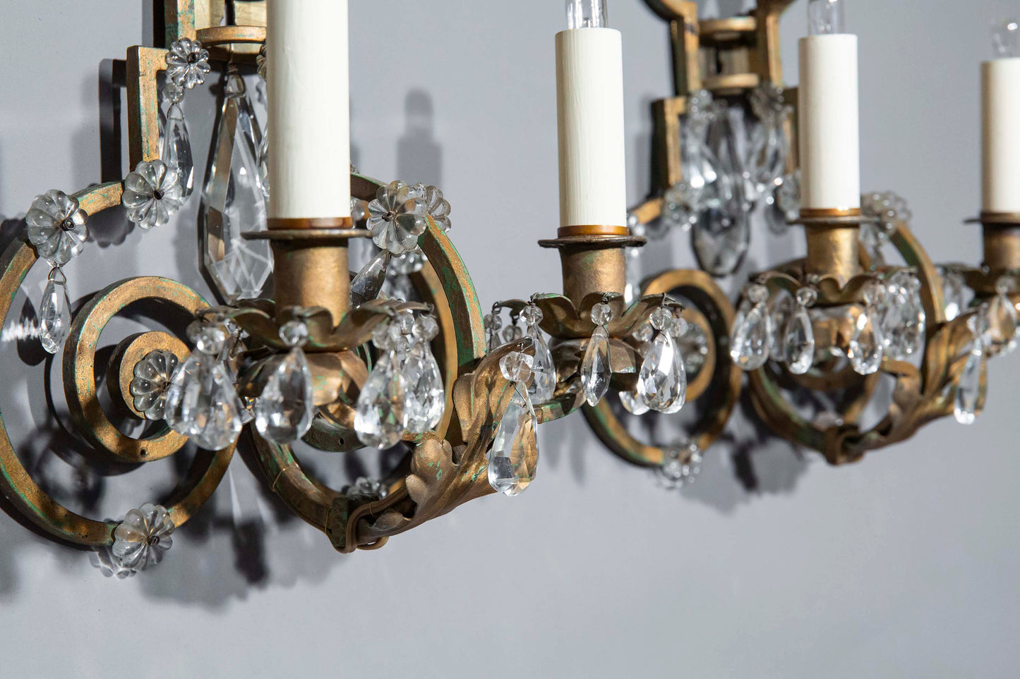 Pair of Painted Iron Wall Lights, in the manner of Maison Bagues
