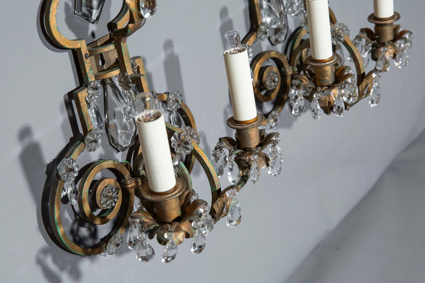 Pair of Painted Iron Wall Lights, in the manner of Maison Bagues