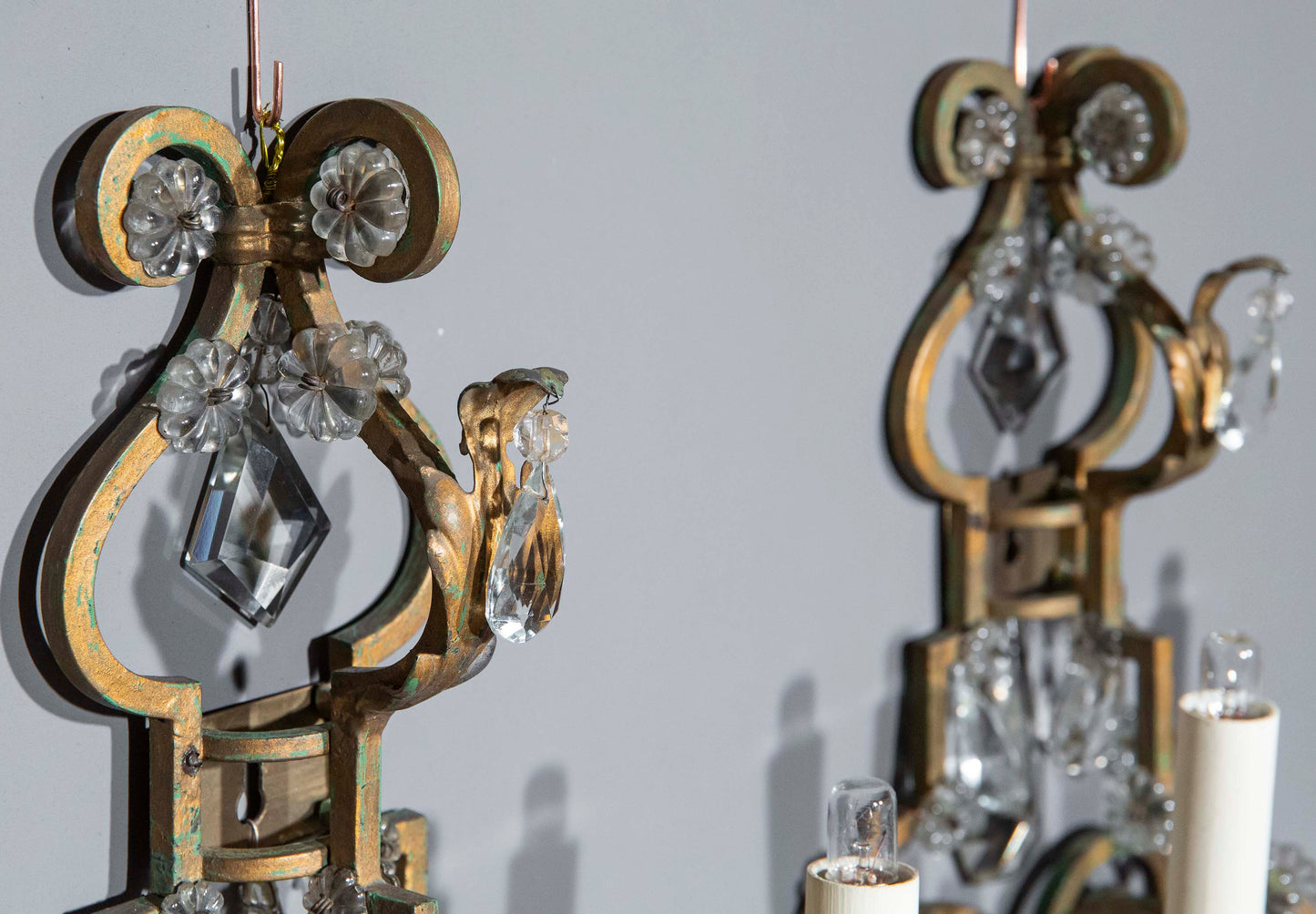 Pair of Painted Iron Wall Lights, in the manner of Maison Bagues