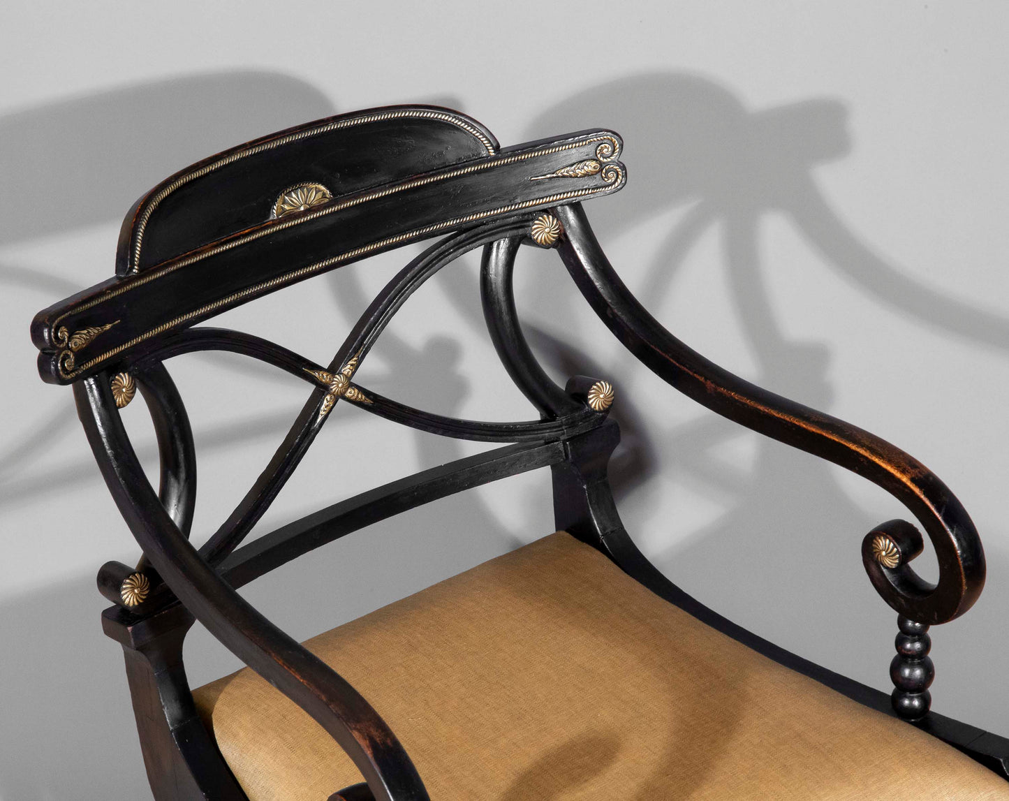Early 19th Century Pair of Black Painted Klismos Armchairs