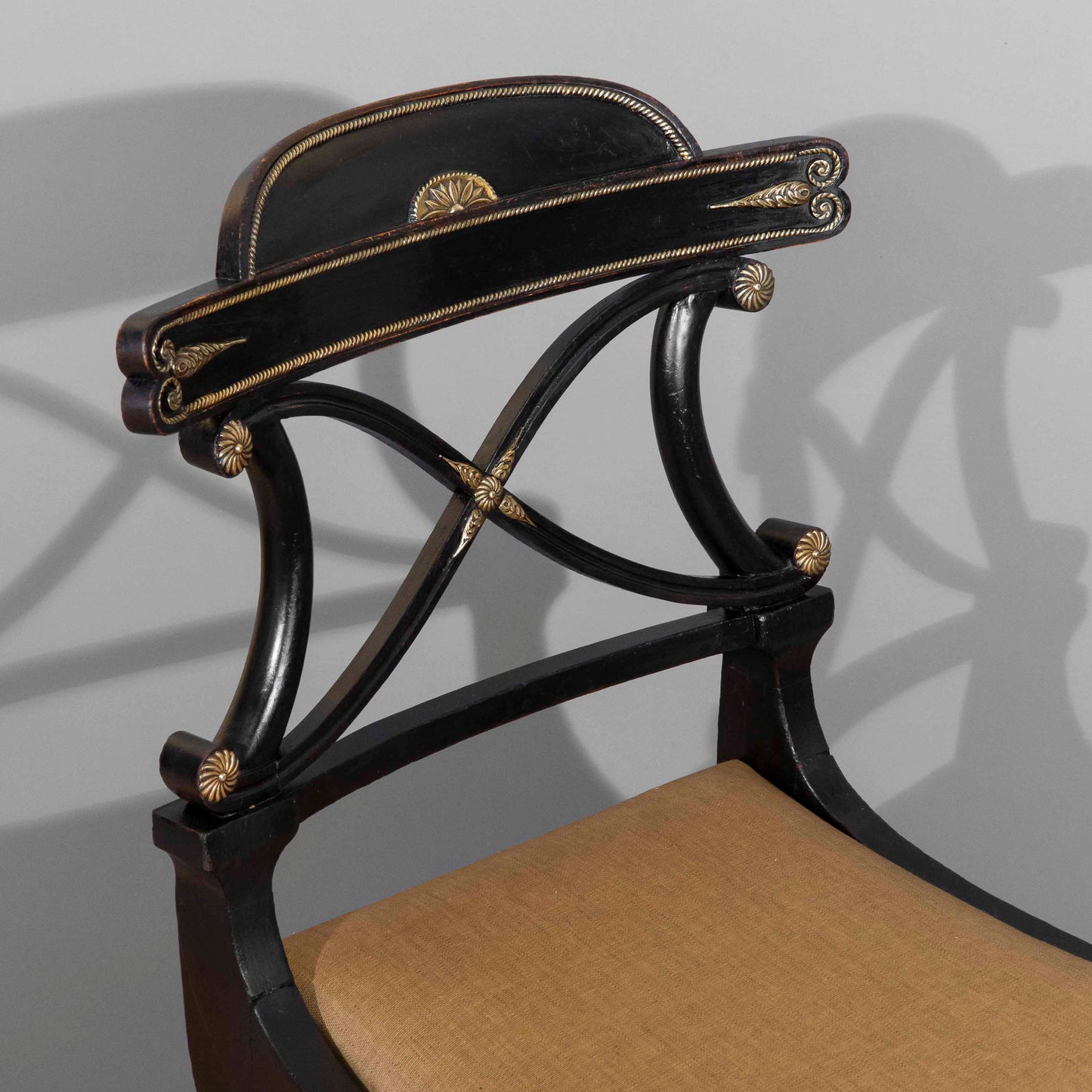 Early 19th Century Pair of Regency Black Painted Klismos Chairs