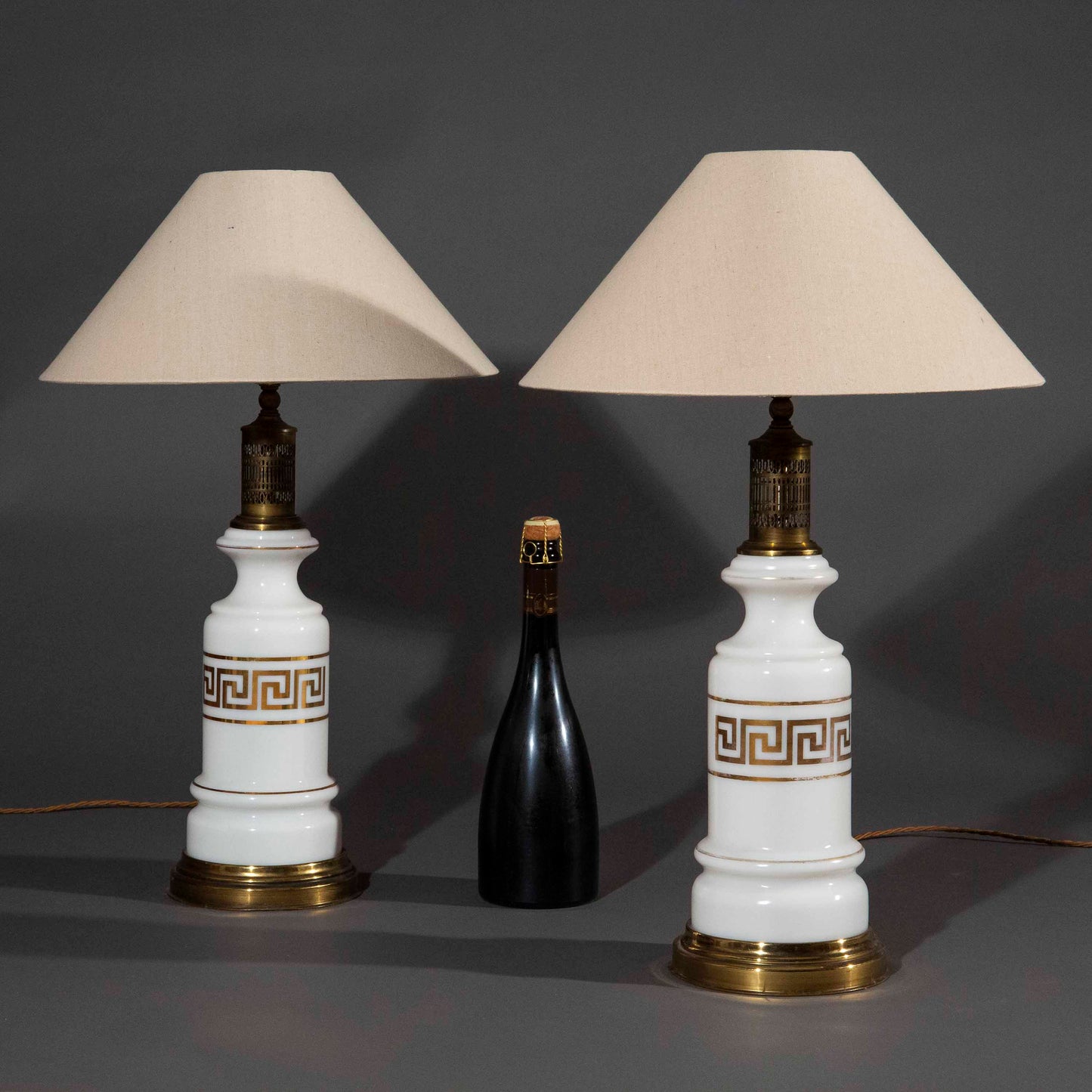 19th century White Opaline Glass Table Lamps