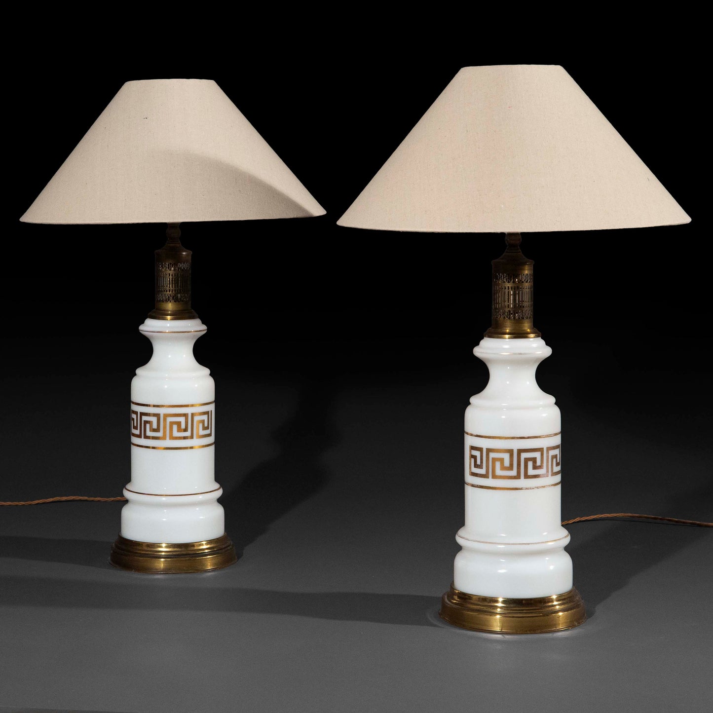 19th century White Opaline Glass Table Lamps