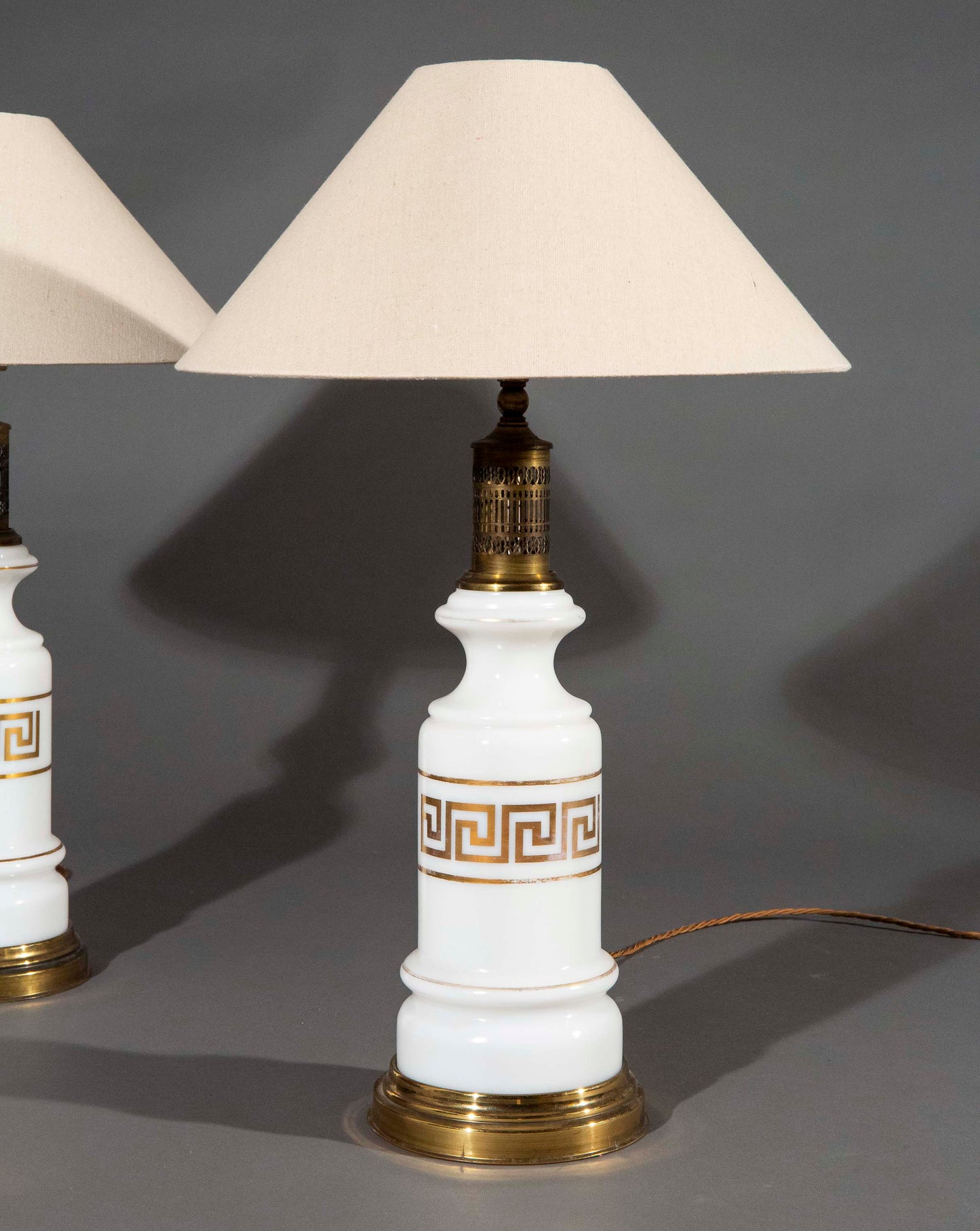 19th century White Opaline Glass Table Lamps