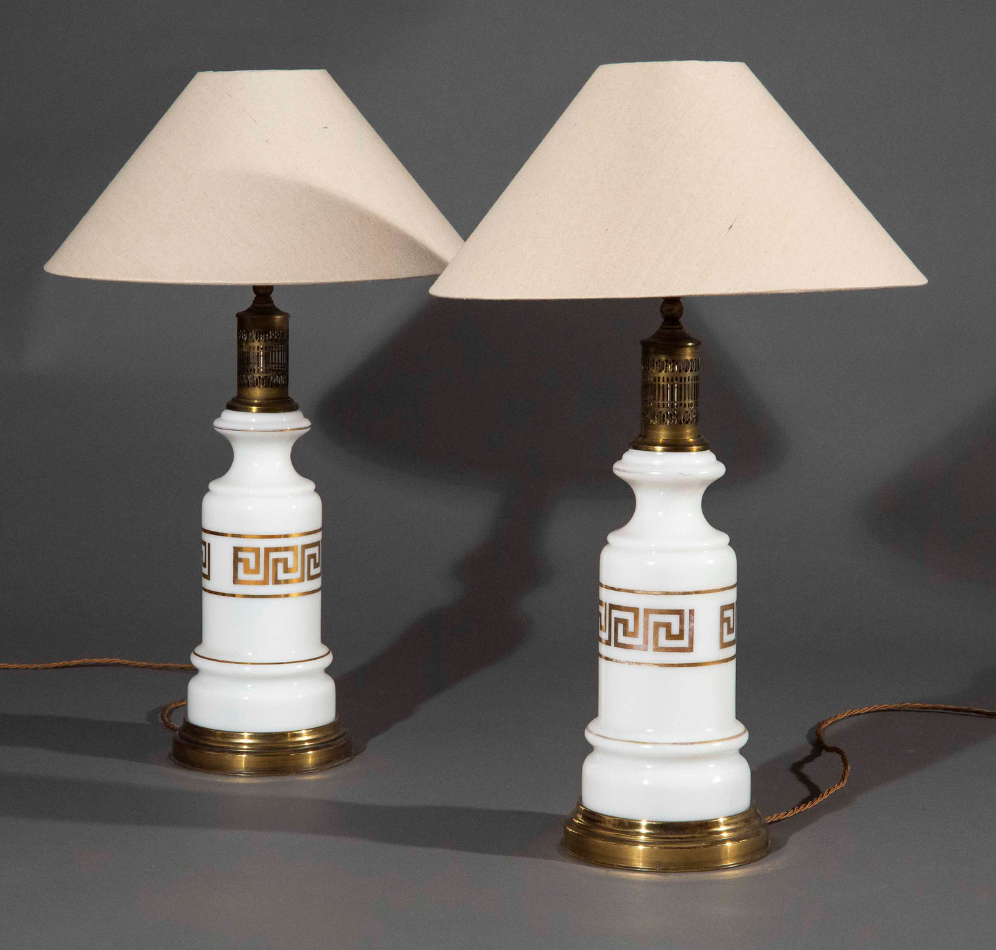 19th century White Opaline Glass Table Lamps