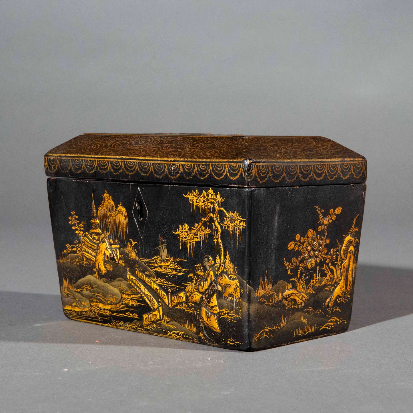 Early 19th Century Regency Japanned Tea Caddy