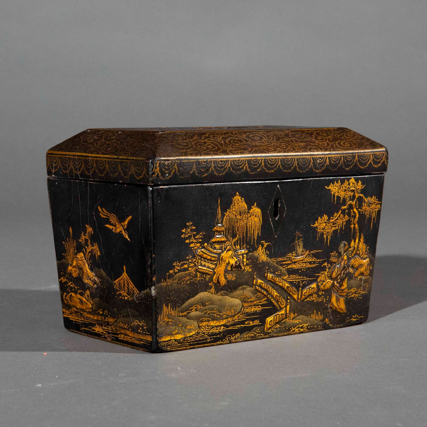 Early 19th Century Regency Japanned Tea Caddy
