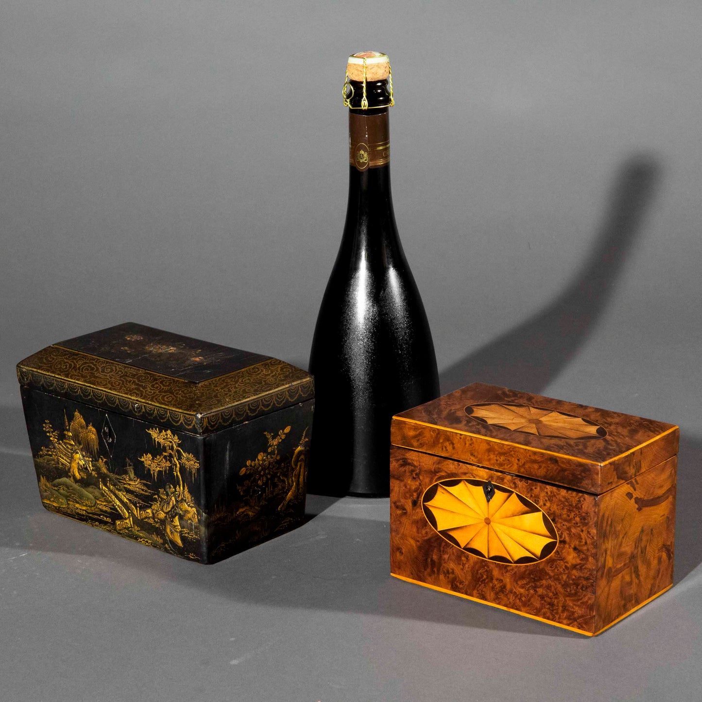 18th Century George III Period Burr Yew Tea Caddy