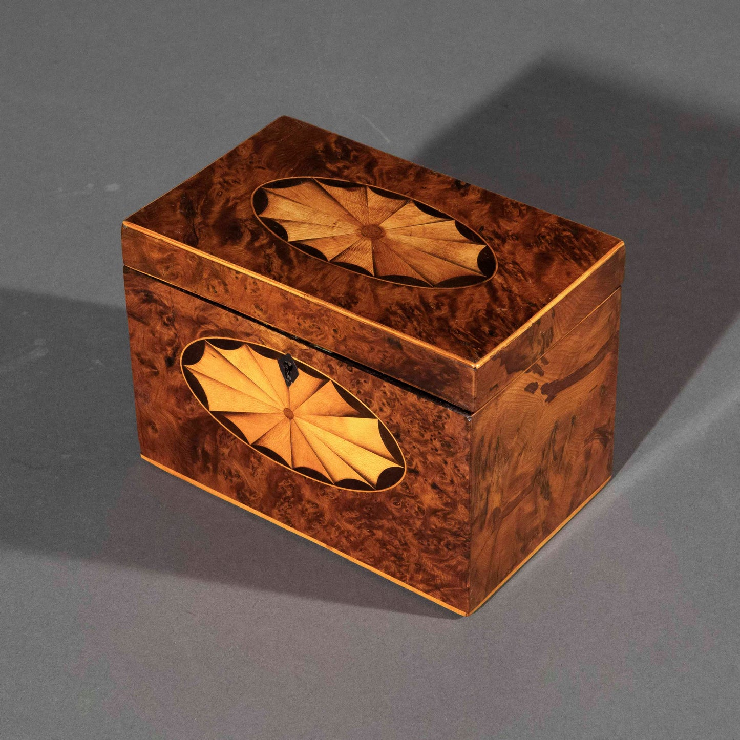 18th Century George III Period Burr Yew Tea Caddy