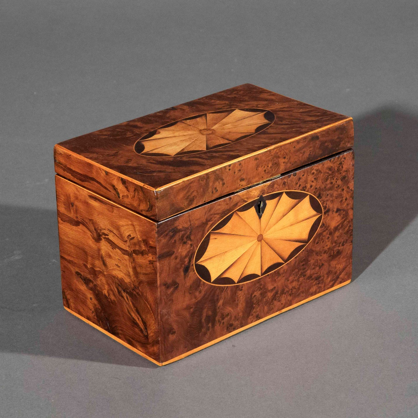 18th Century George III Period Burr Yew Tea Caddy