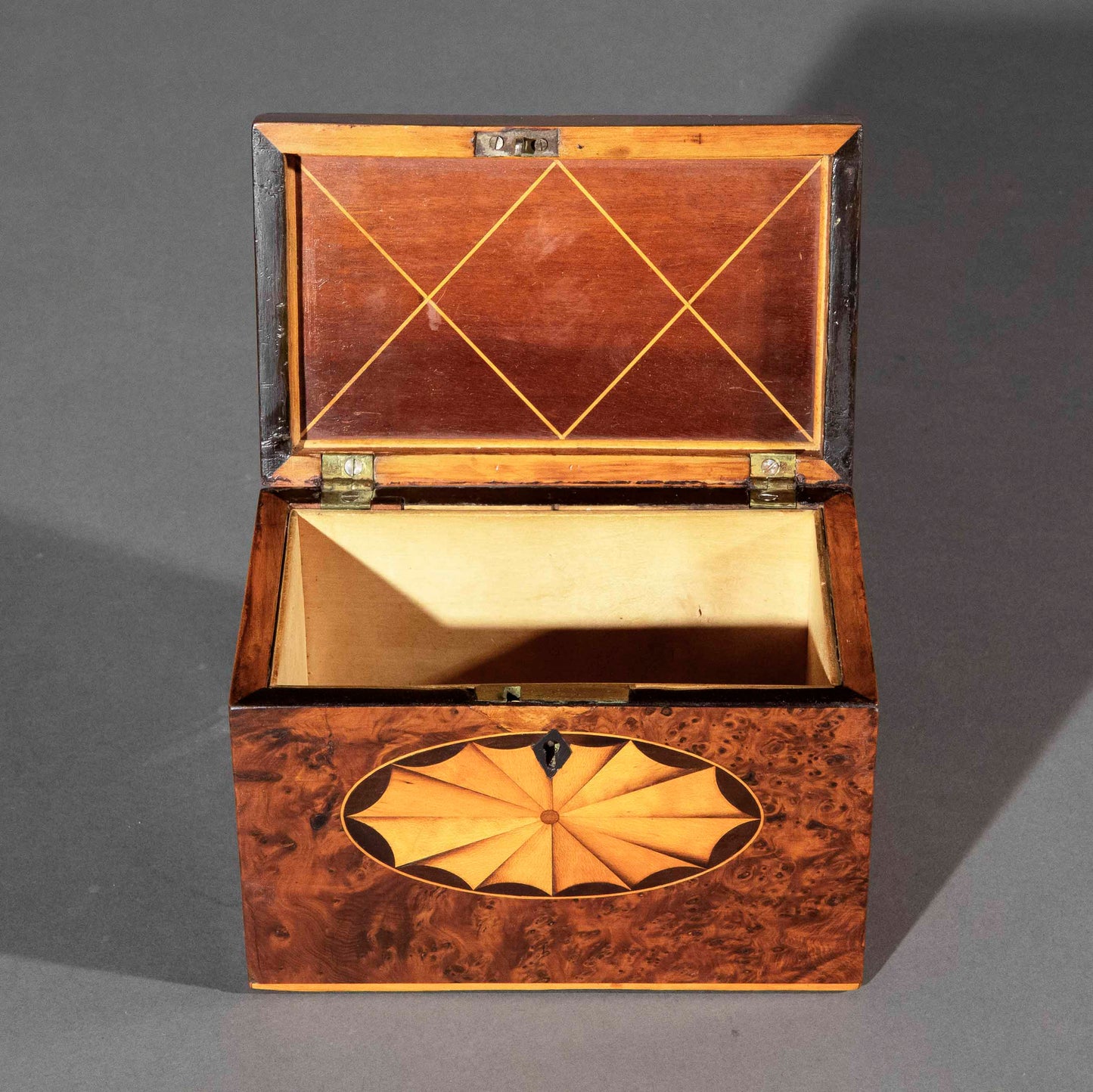 18th Century George III Period Burr Yew Tea Caddy