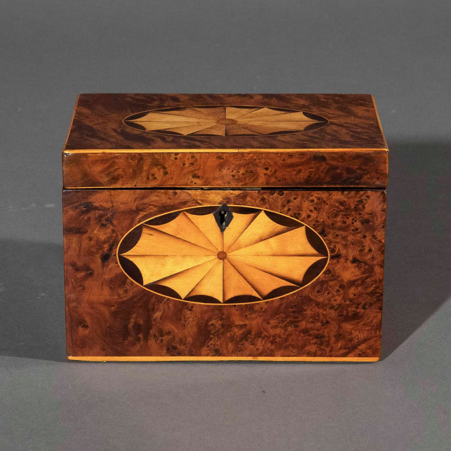 18th Century George III Period Burr Yew Tea Caddy