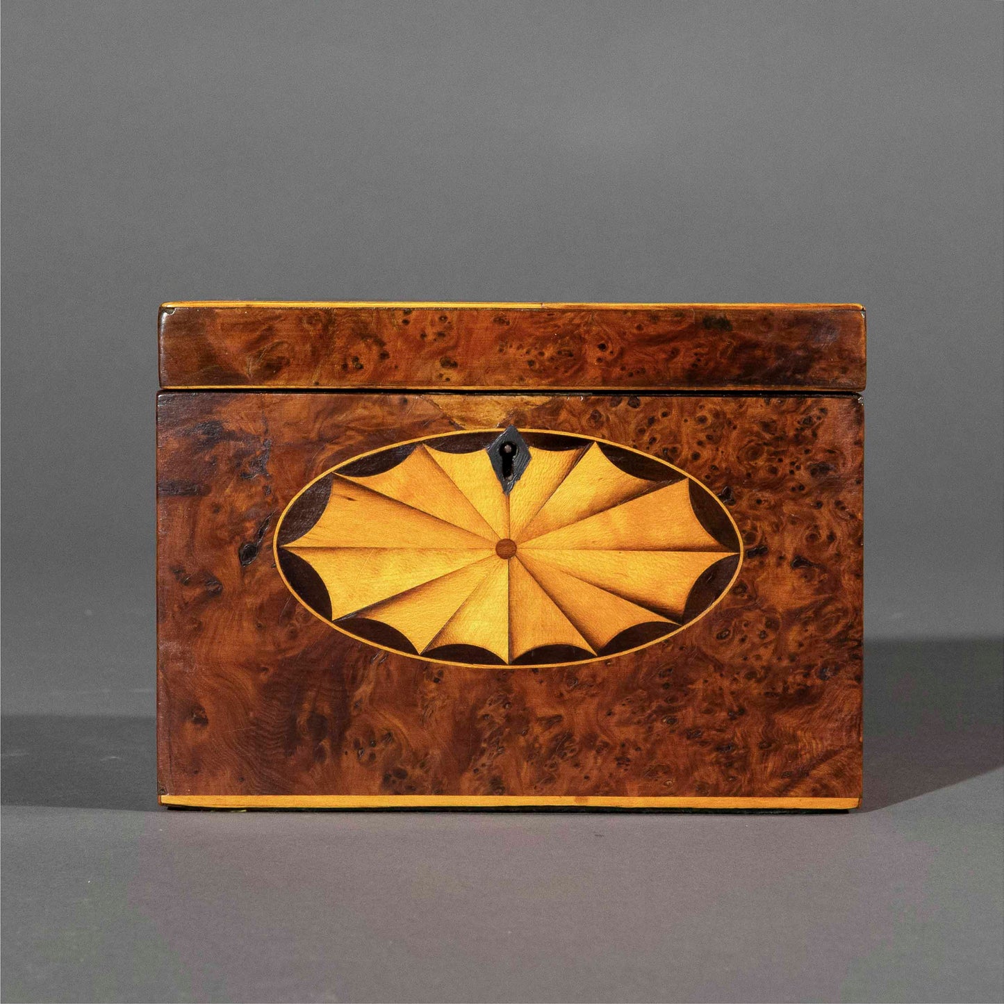 18th Century George III Period Burr Yew Tea Caddy