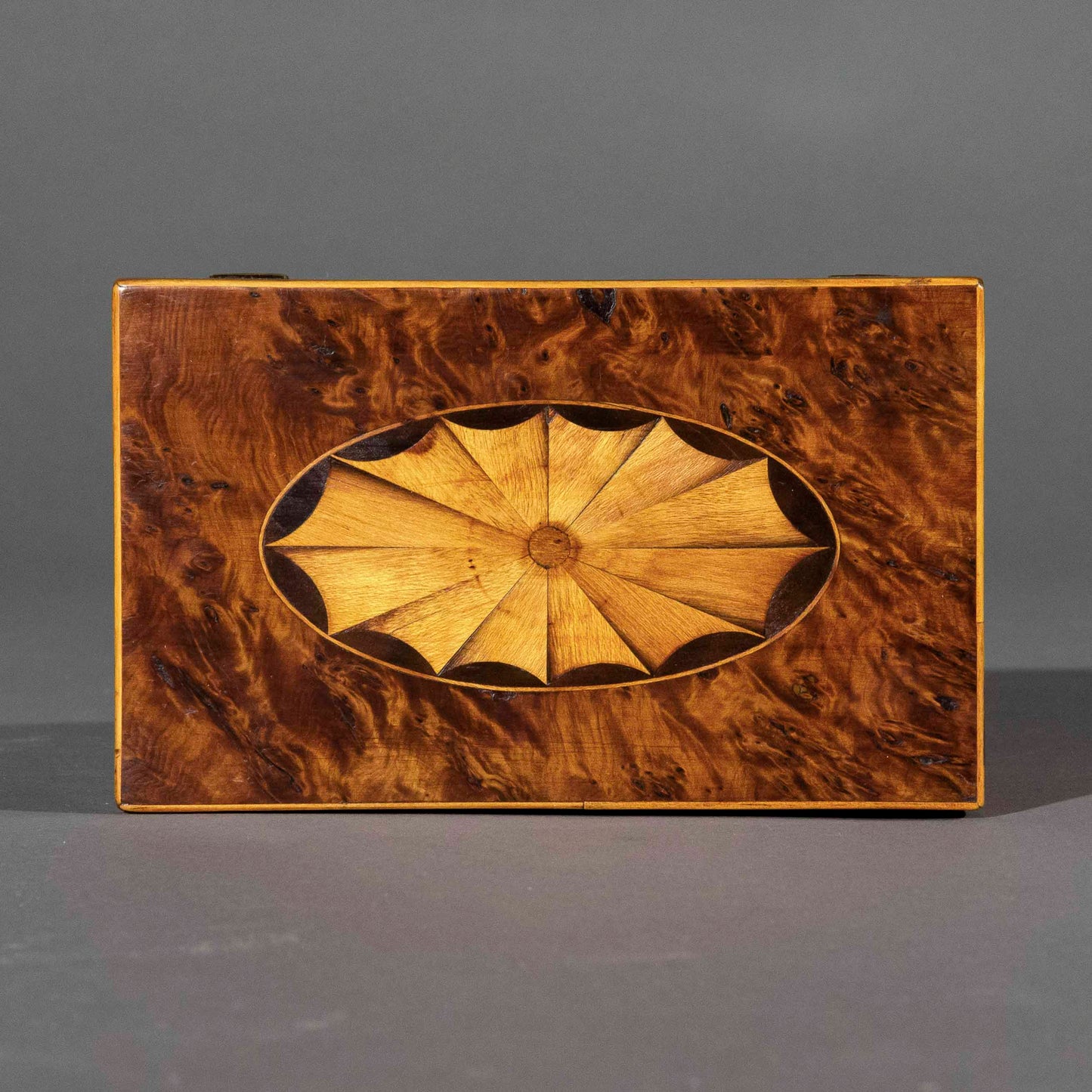 18th Century George III Period Burr Yew Tea Caddy