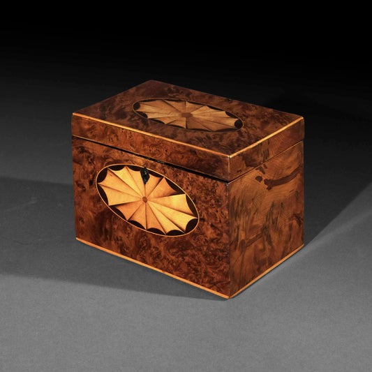 18th Century George III Period Burr Yew Tea Caddy