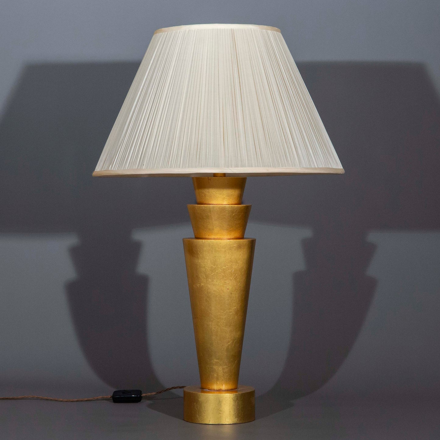 Tall Vintage Art Deco Style Table Lamp Decorated in Gold Leaf