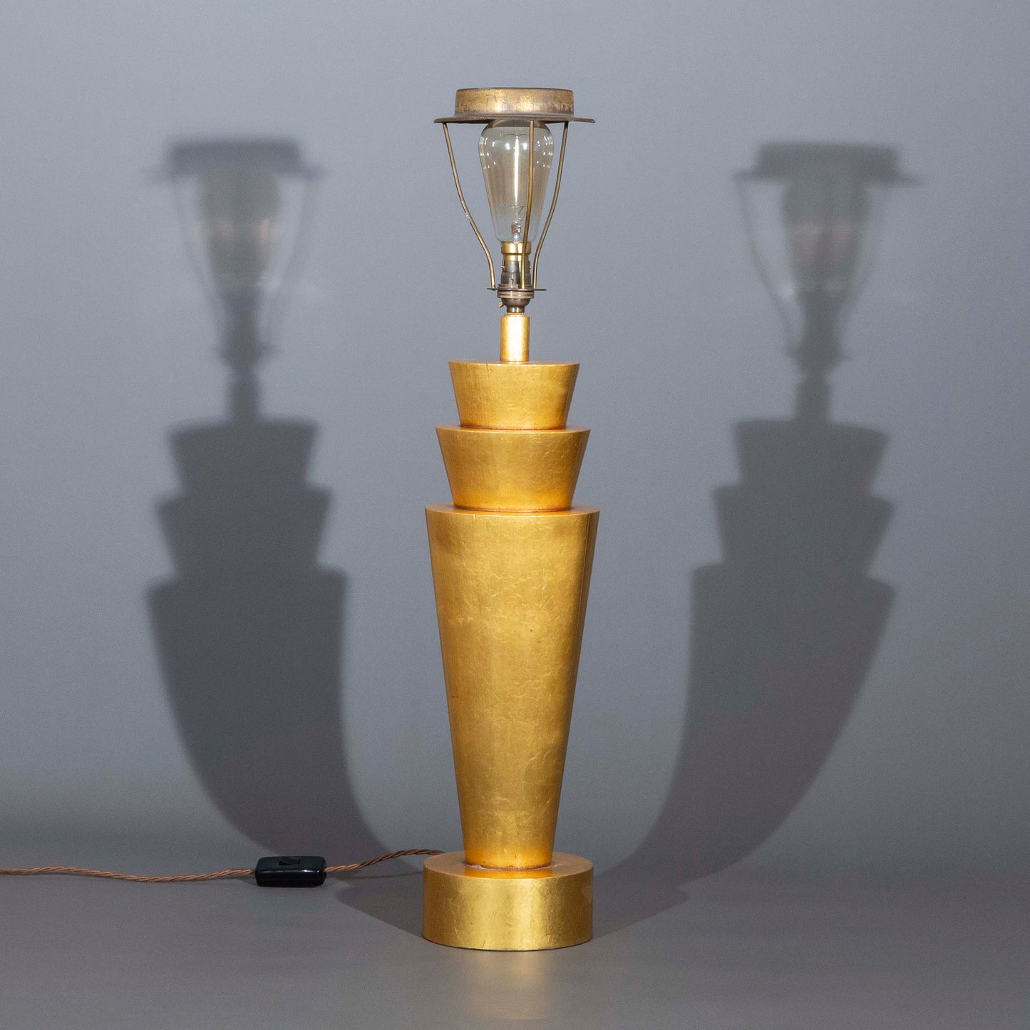 Tall Vintage Art Deco Style Table Lamp Decorated in Gold Leaf